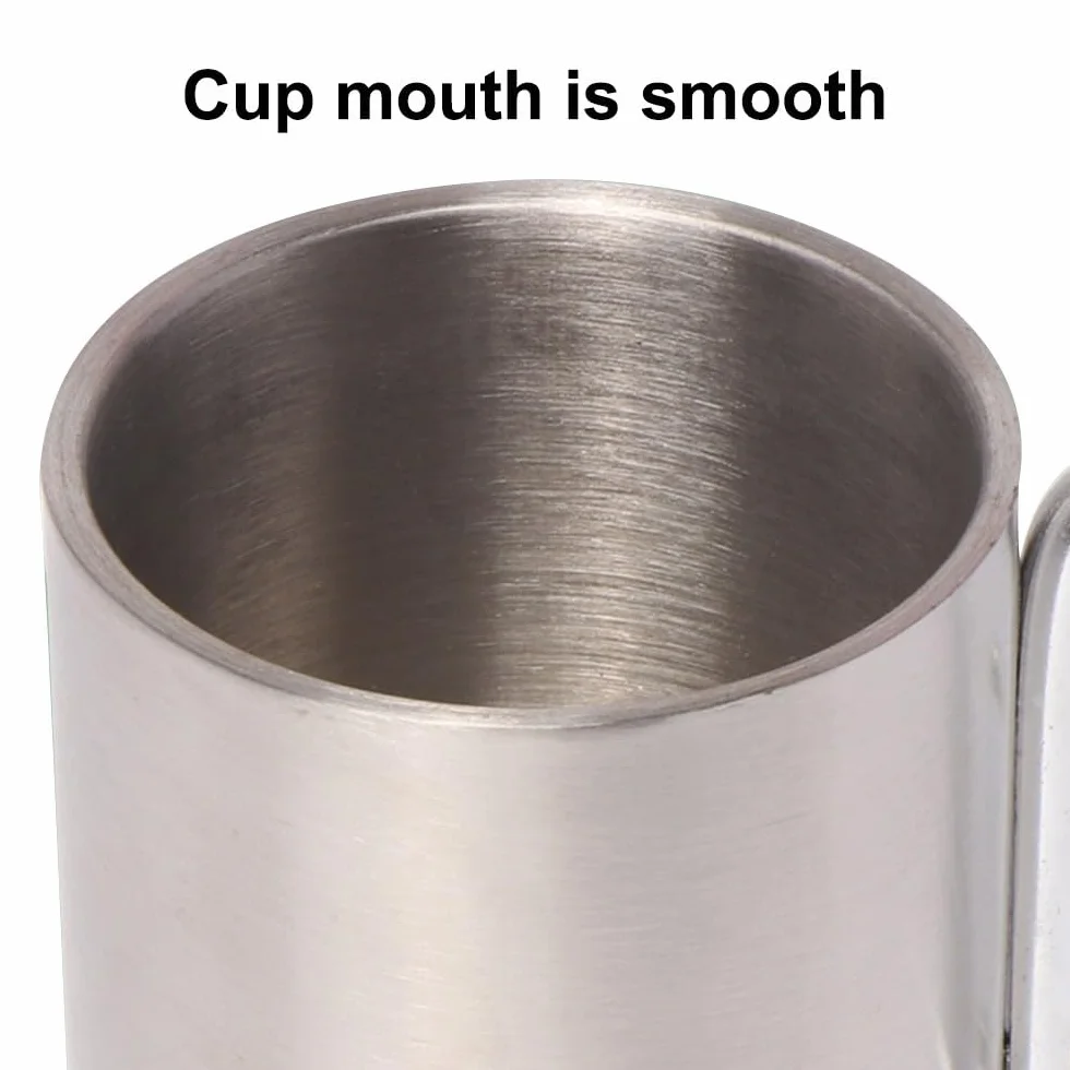 MiOYOOW Tasse à mousqueton en acier inoxydable, tasse de camping à double paroi, tasse portable en métal avec poignée à mousqueton pour camping, voyage en plein air, 300 ml