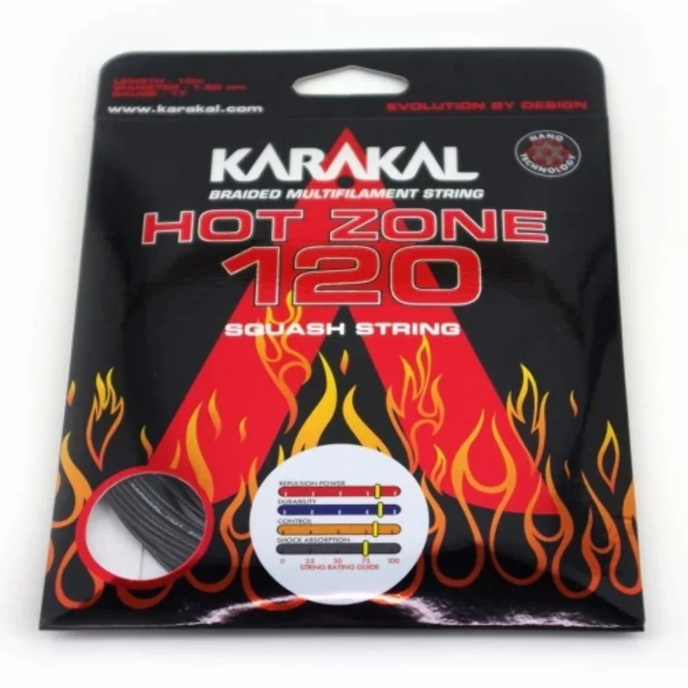 Karakal - Ensemble de cordage pour raquette de squash Hot Zone 120, Noir