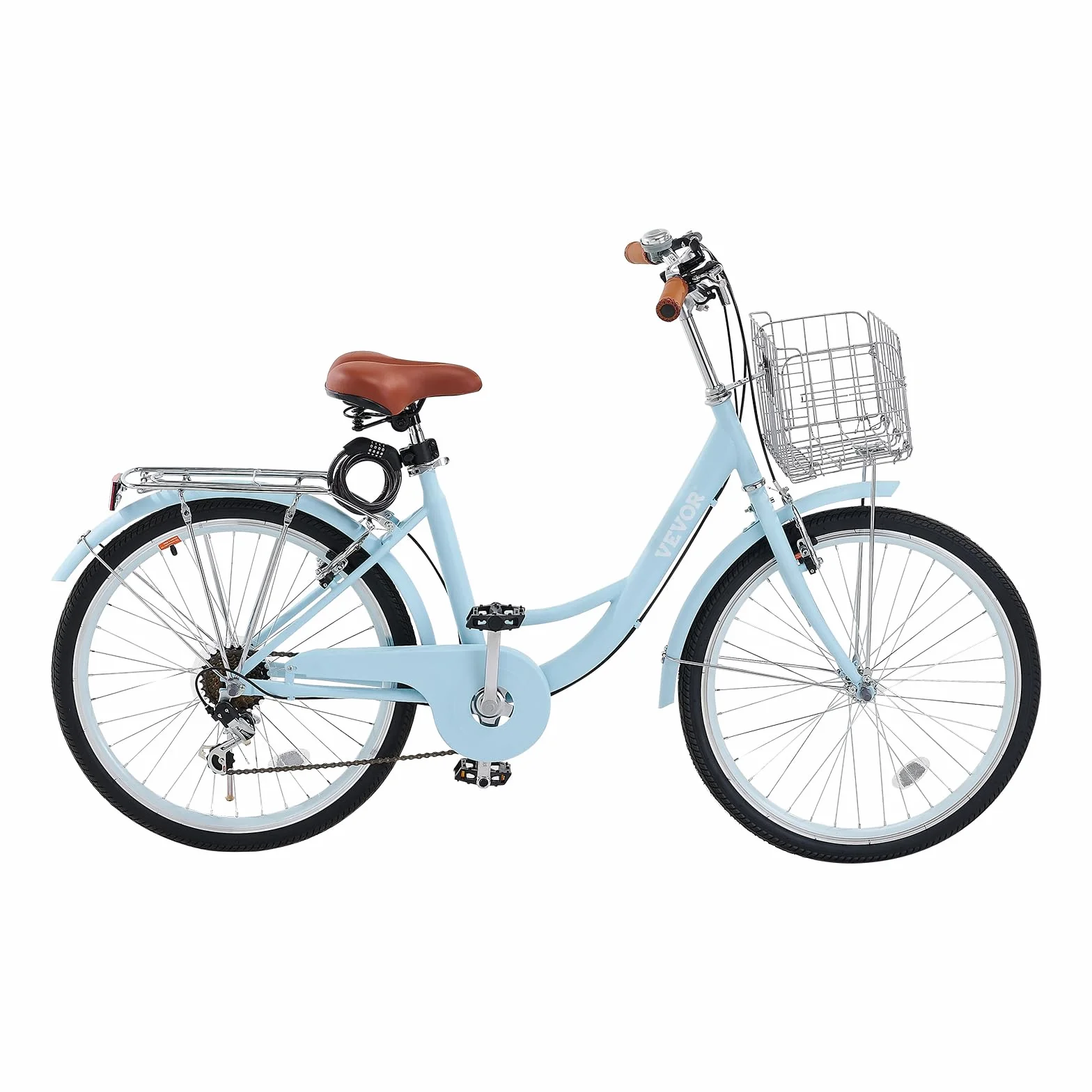 VEVOR Vélo croiseur, Vélo de Plage avec Panier de Grande capacité, Porte-Bagages arrière et siège réglable, sécurisé et Robuste, pour Cyclisme..