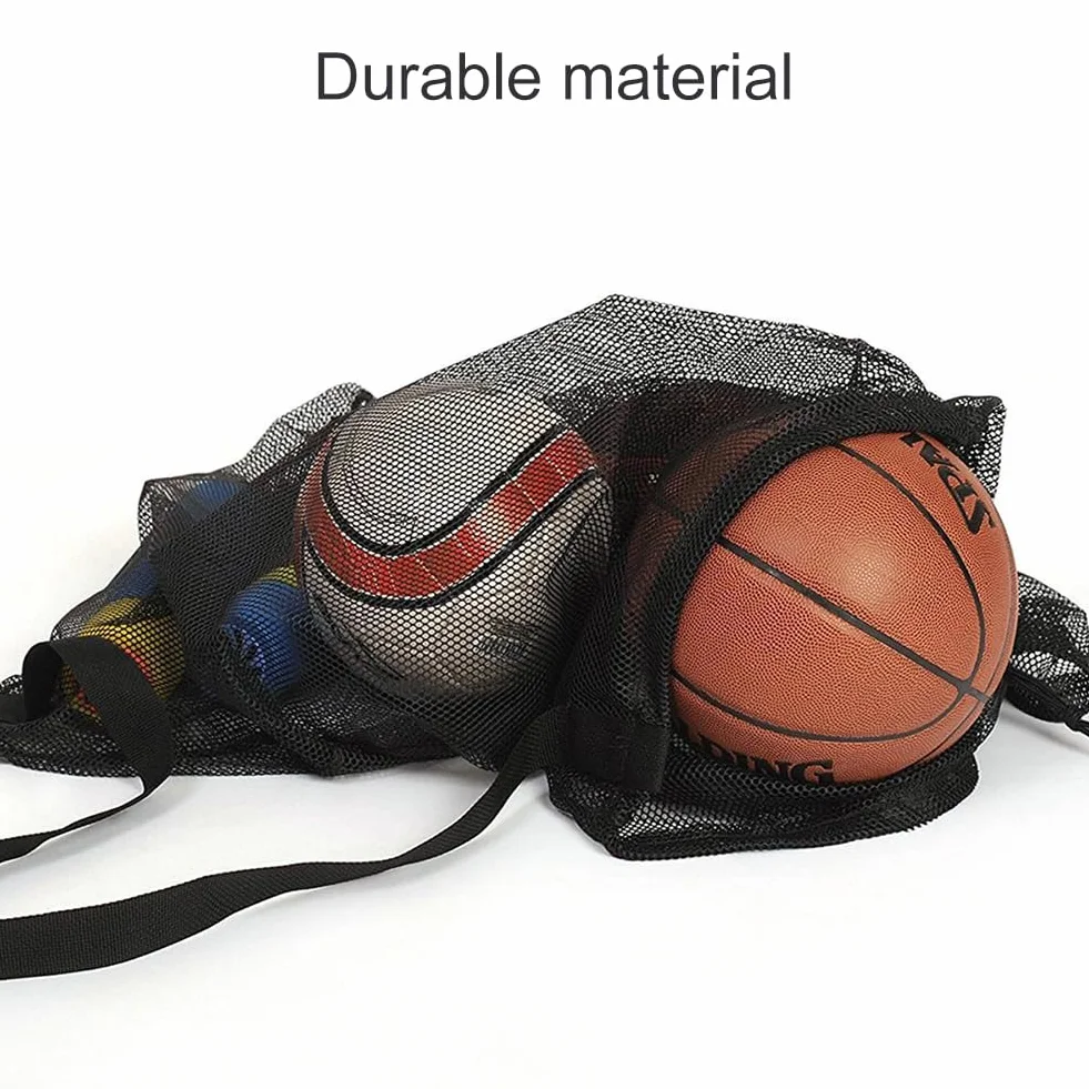 Helweet Sac de Ballon en Filet, Sac à Ballons de Foot, Sacs de Rangement pour Football, pour Basket-Ball Football Volley-Ball, Tennis, Rangement des Équipements de Sport Plage, 72 X 100 cm, Noir