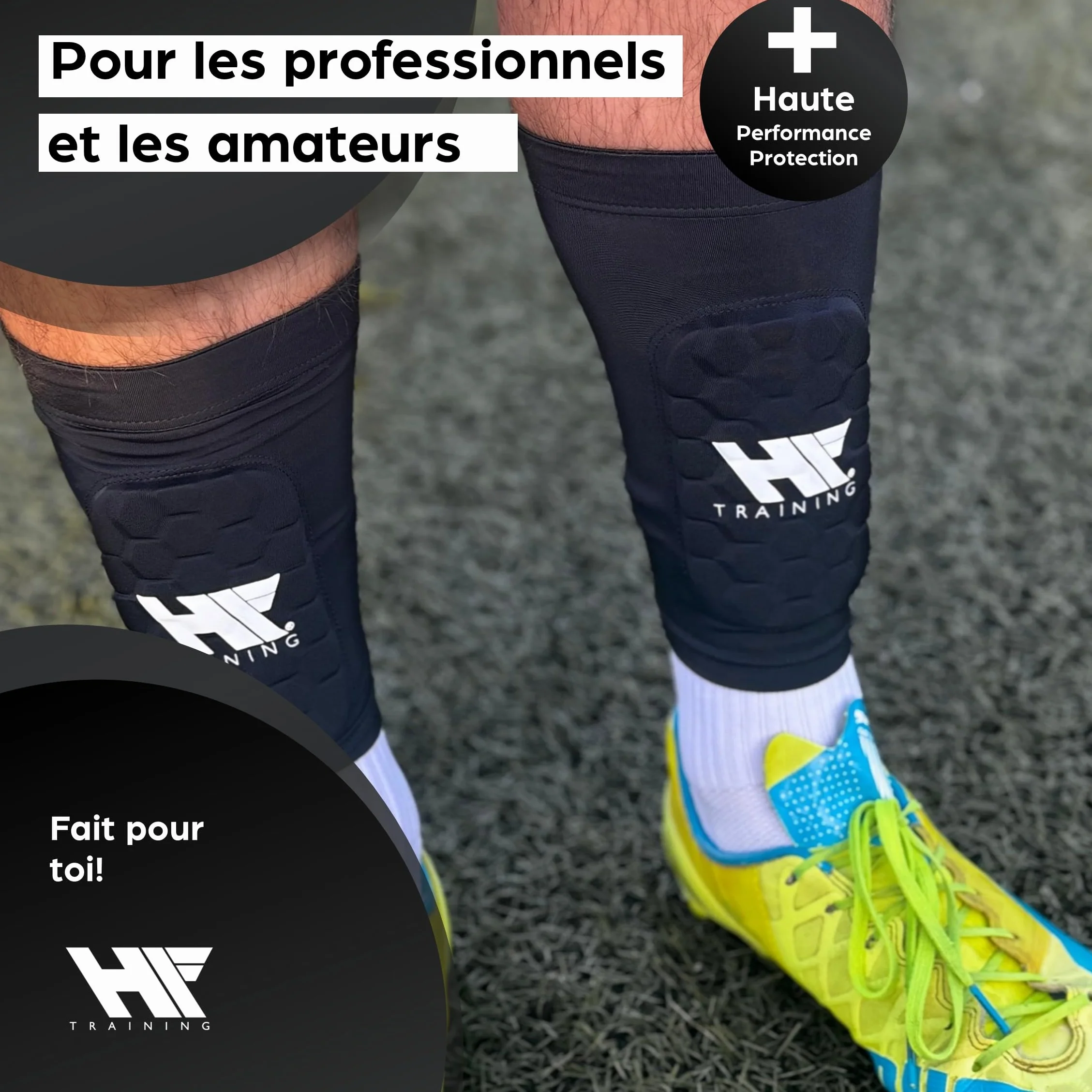 Protège-Tibias de Football 3 en 1 pour Homme, Femme et Enfant avec Chaussette intégrée (Taille S-L) - Protection Tibia avec Chaussette - Protection maximale des Tibias et protège-Tibias