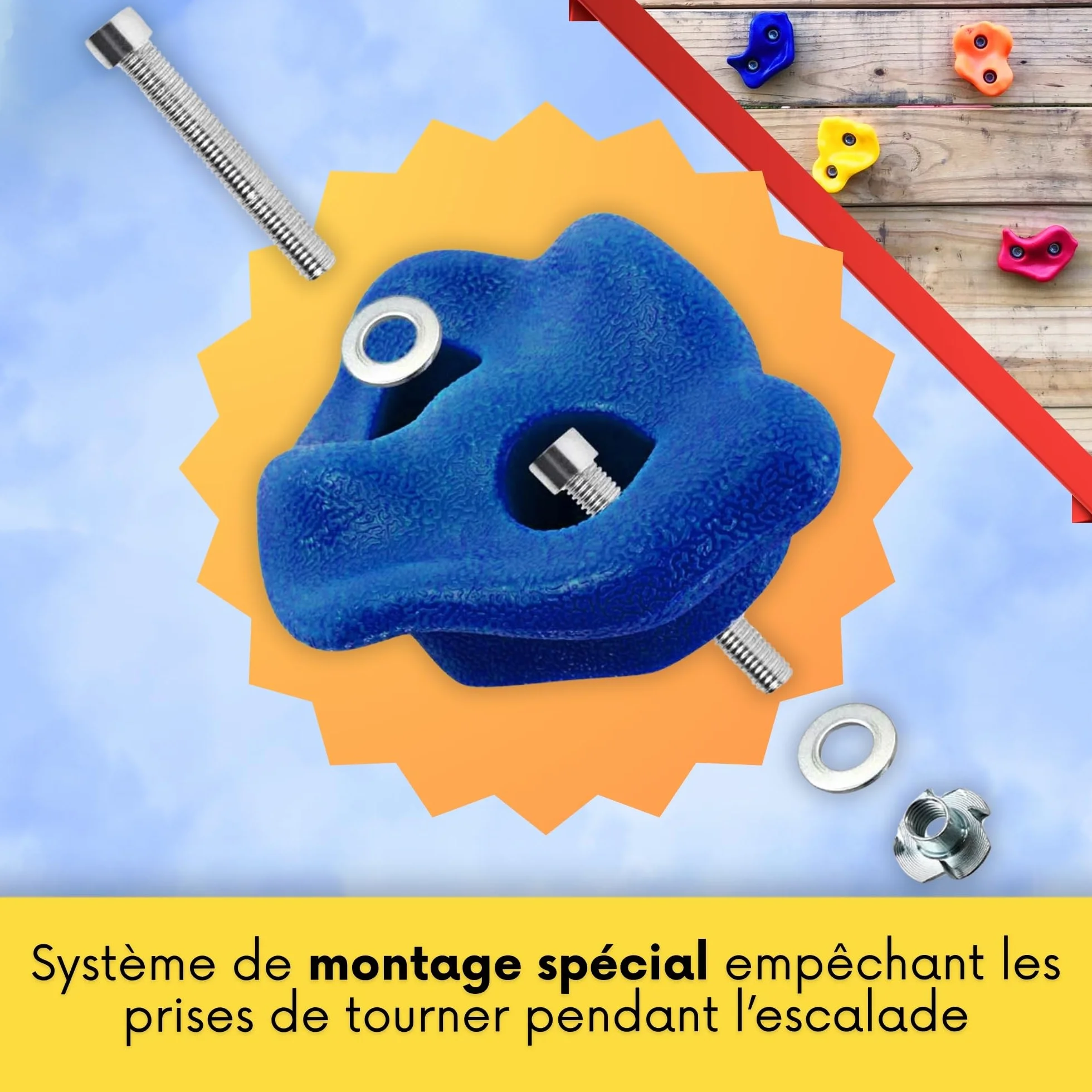 SPRINGOS Lot 10 Prises d'escalade Enfant avec Fixation – Plastique Multicolore, Surface Rugueuse, Vis Incluses – Mur Escalade Maison Chambre Jardin Dès 3 Ans