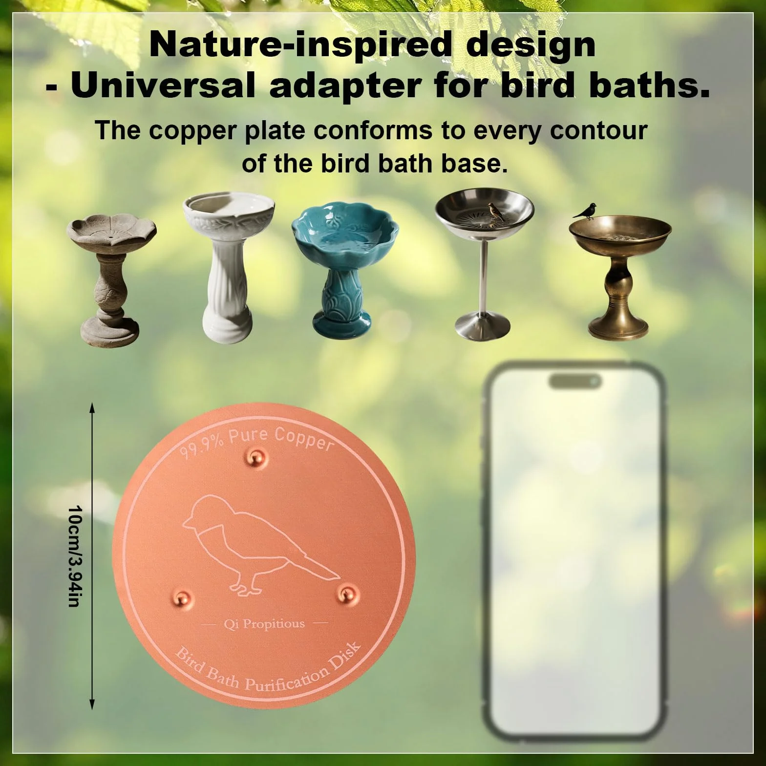Lyreh Disque en Cuivre Bain d'oiseaux 10cm Support Triple Point Purification