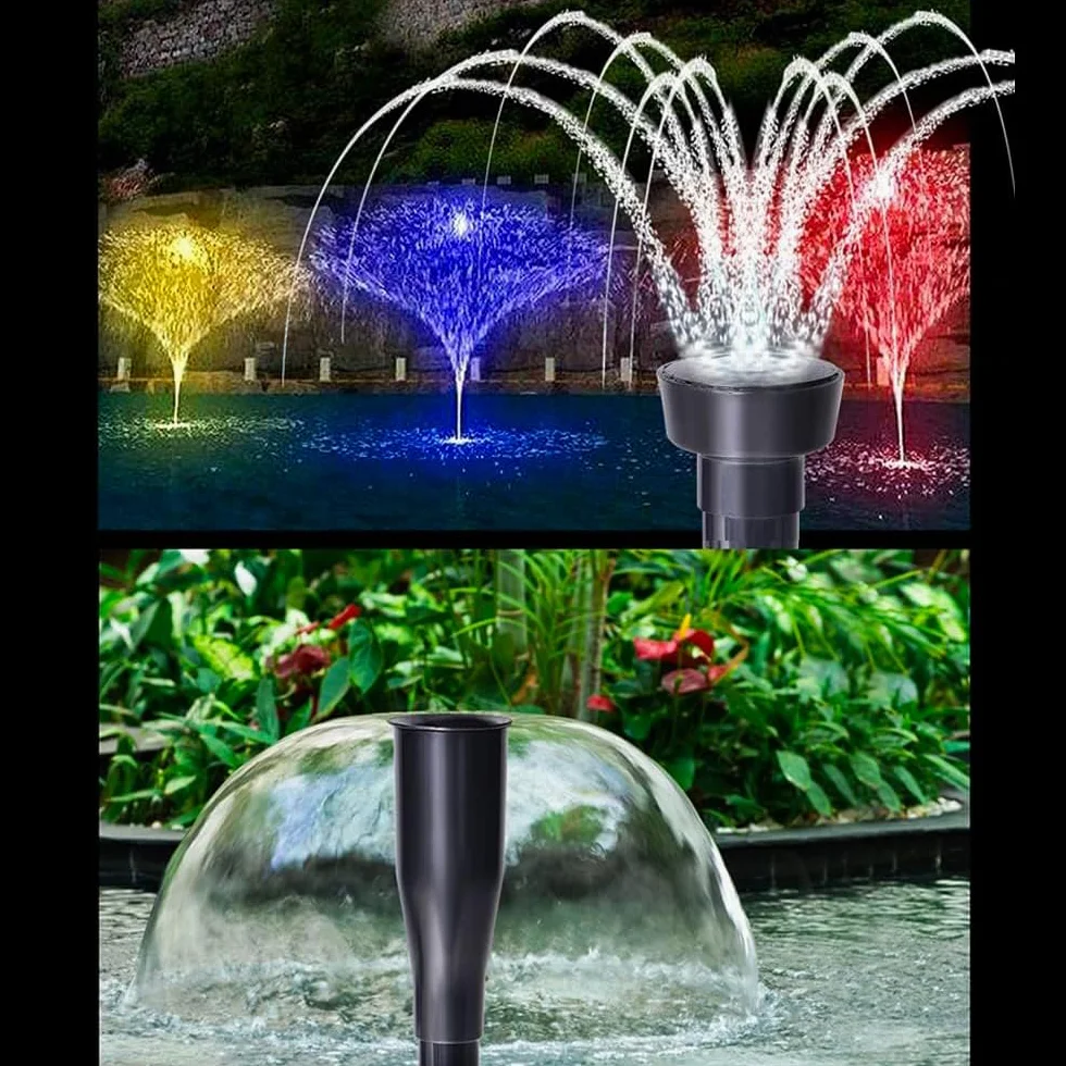 Kit de buse de Pompe de Bassin 8 pièces, Pompe de Fontaine de Jardin en Plastique, Ensemble de têtes de Cascade, Noir