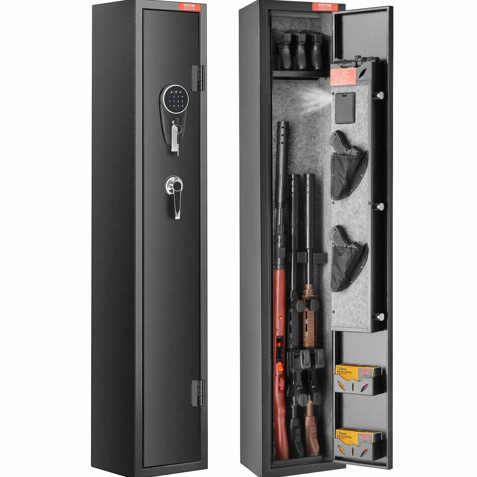 VEVOR Armoire à 2 Fusils, Coffre-fort pour Armes à Feu avec Serrure et Clavier Numérique, Rangement pour Armes à Feu à Accès Rapide avec Étagère Amovible, pour Fusils et Pistolets Domestiques