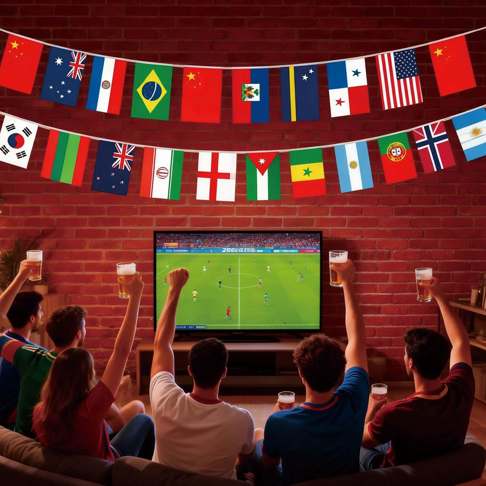 Coupe Du Monde,Guirlande 48 Pays Drapeaux Monde 14x21cm Banderole Décoration Supporters Match Jardin Bar Fête Football Wm De Football 2026 Fussball Wm 2026 Bannière Internationale Extérieur Intérieur
