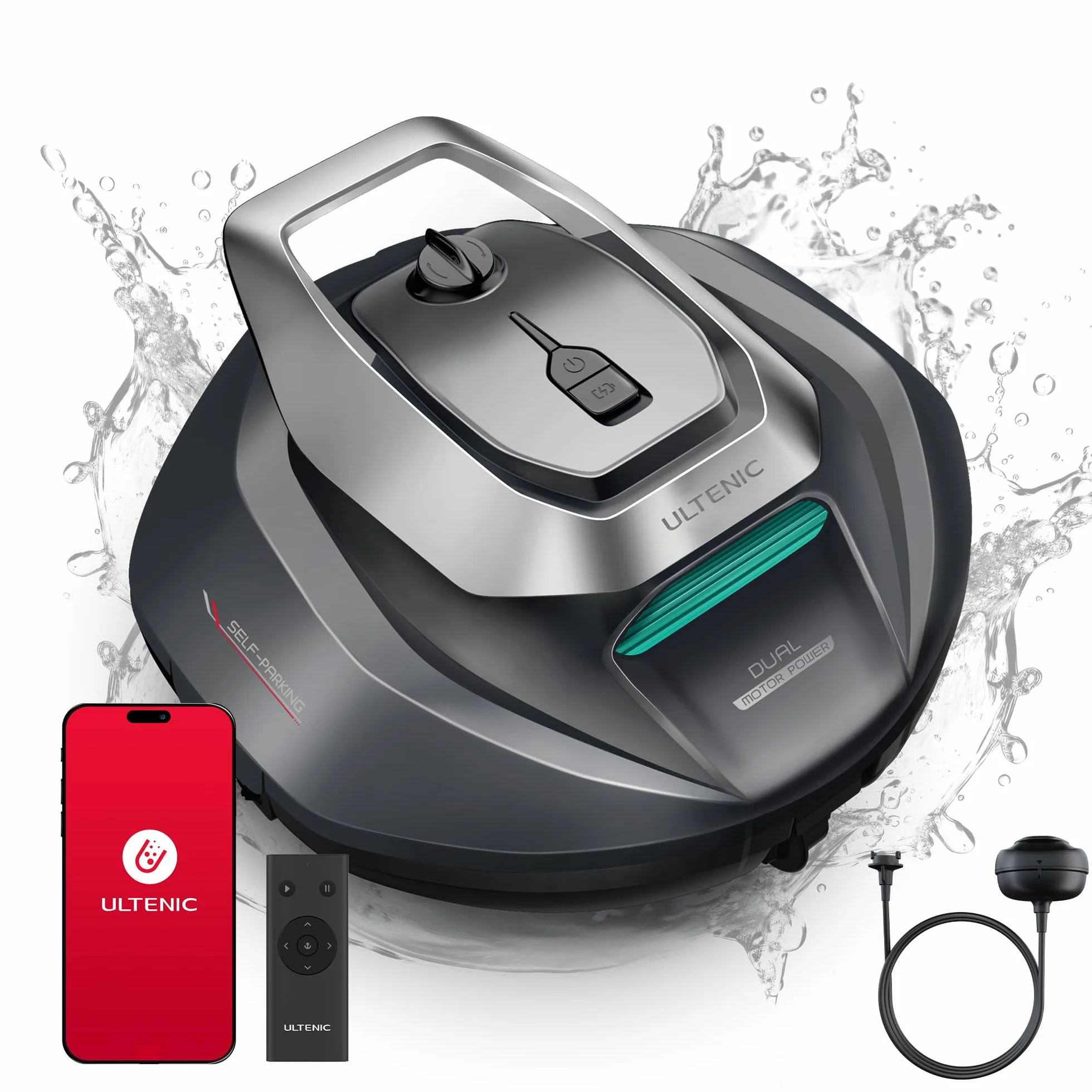 Ultenic Pooleco 10s Robot Piscine 80㎡ APP Contrôle Autonome 90min Nettoyage Fond Piscine Haute Aspiration