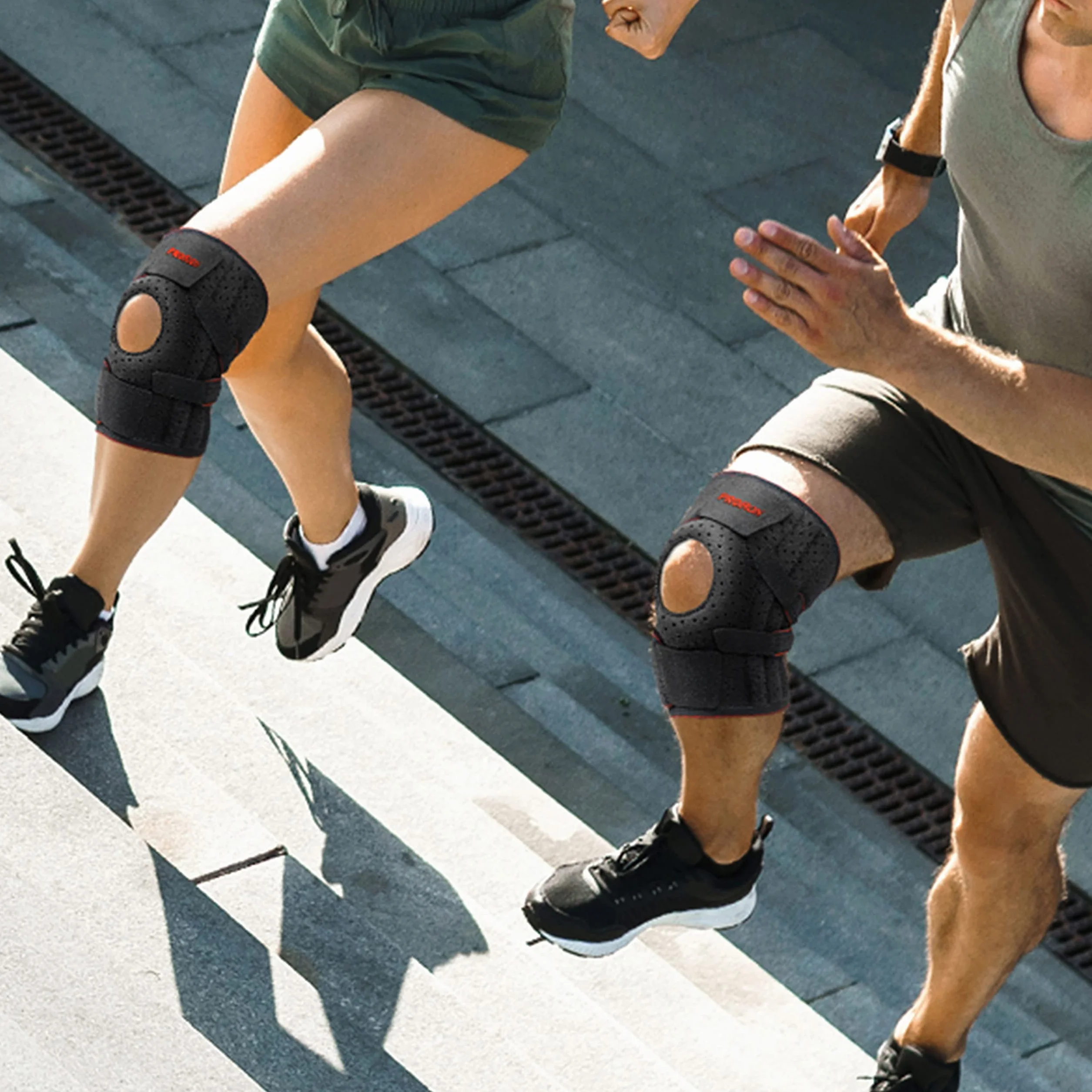 PROIRON Genouillère Sport Genouillère Régable, Genouillère Rotulienne et Ligamentaire avec Stabilisateur à ressort flexible Genouillères pour la Rotule,Noir