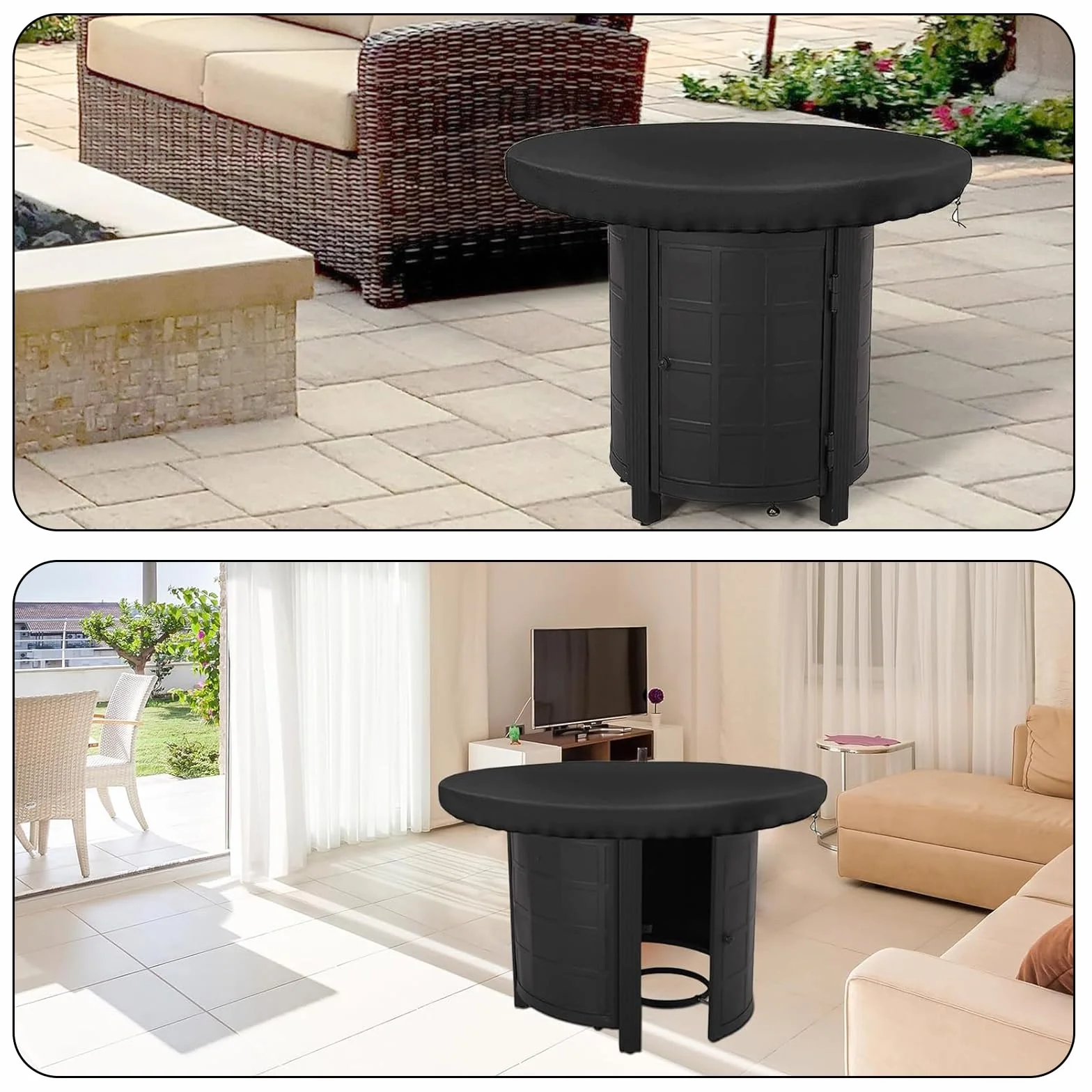 Housse Brasero Rond 80cm Housse de Protection Barbecue Tissu Oxford 420D étanche à l'eau et à la Poussière Résistance Aux UV
