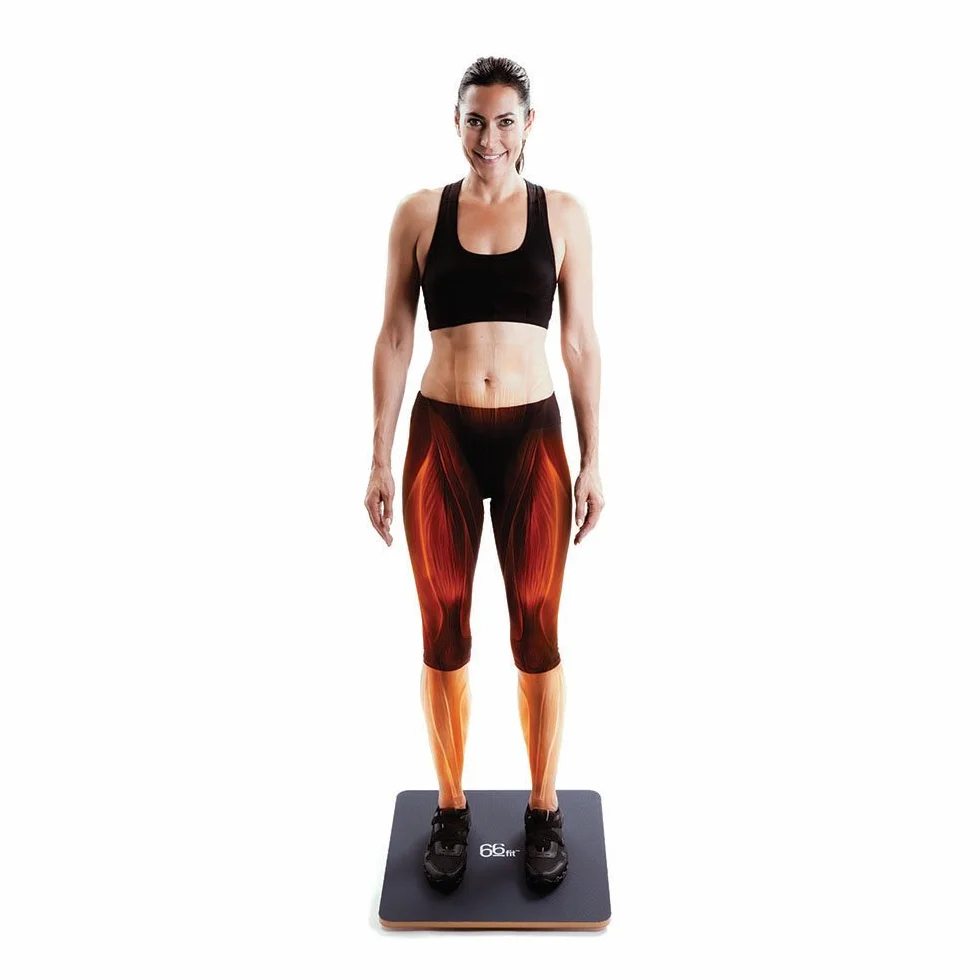 66fit Planche d'équilibre à bascule en bois - Surface en PVC - 50 cm