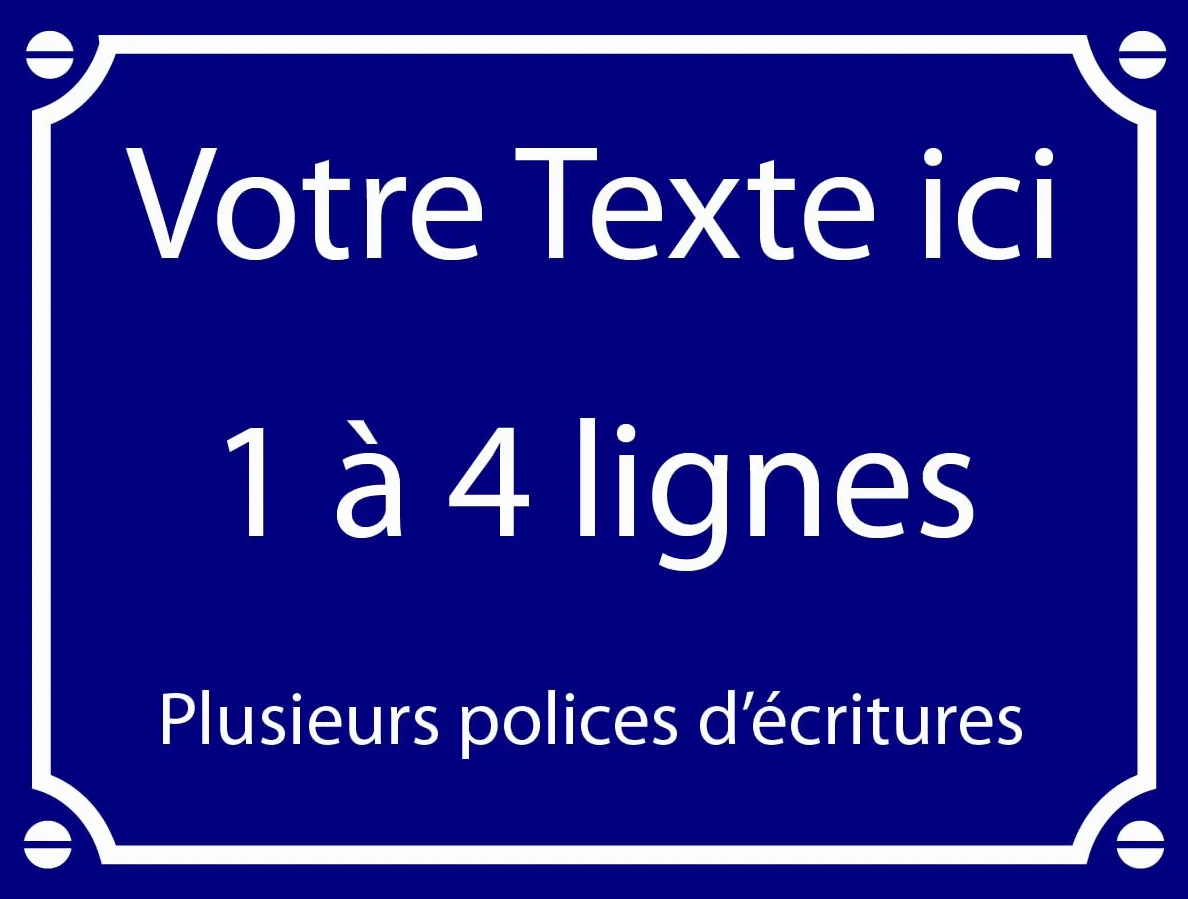 Plaque de rue décorative en aluminium personnalisée avec texte 20x30cm Bleu