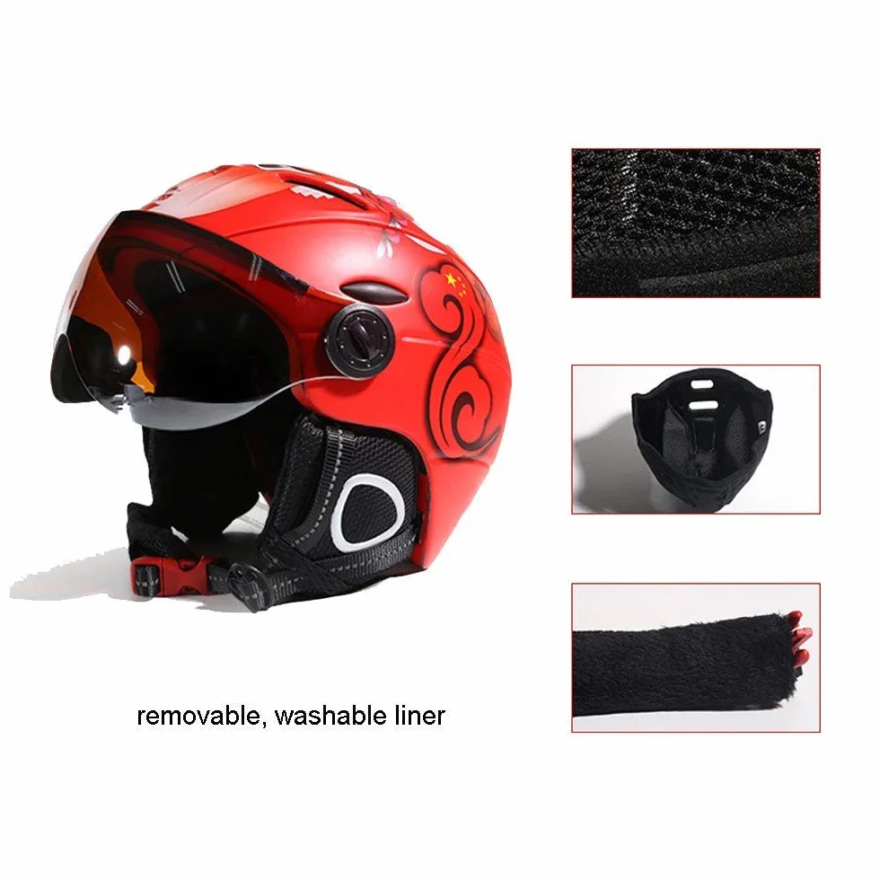 Casque Ski 2-en-1 avec Masque Amovible Anti-buée Anti-UV Intégré