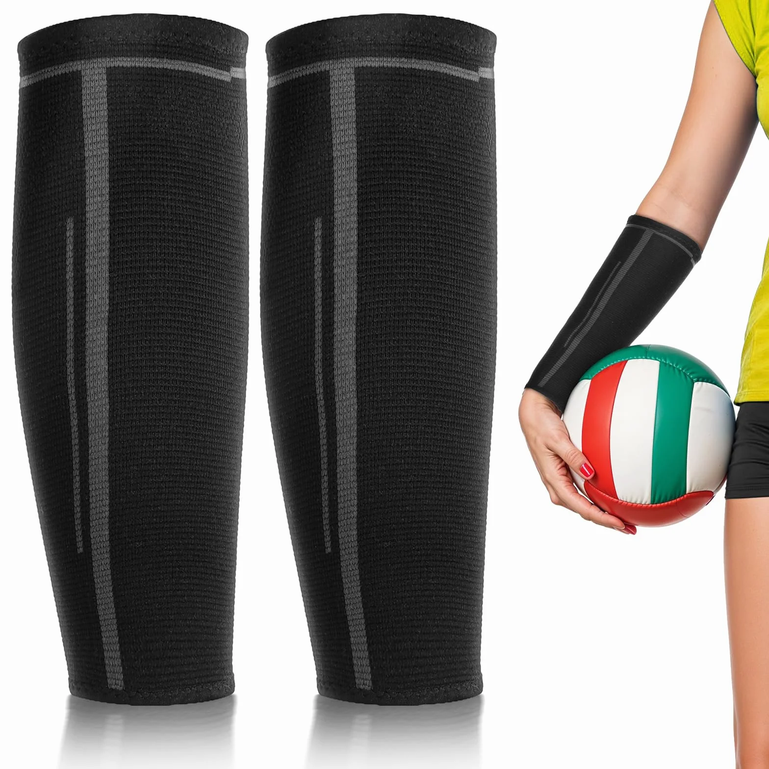 1 paire de manchons de compression pour volleyball, sport, entraînement, femme, taille S, Noir