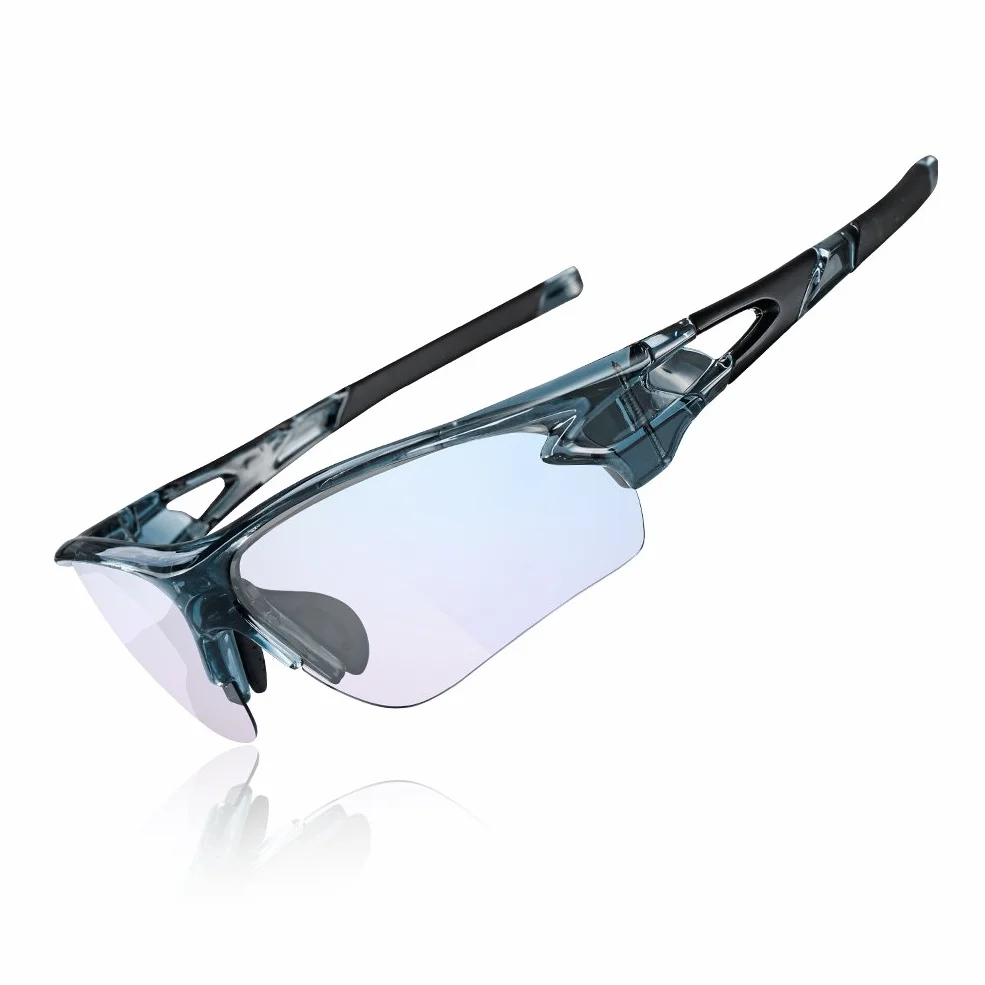 ROCKBROS Lunettes de Soleil Sport, Cyclisme Lunette Photochromiques pour Vélo VTT Pêche, Verres Transparents en PC Anti-UV400 Ultra-léger Unisexe