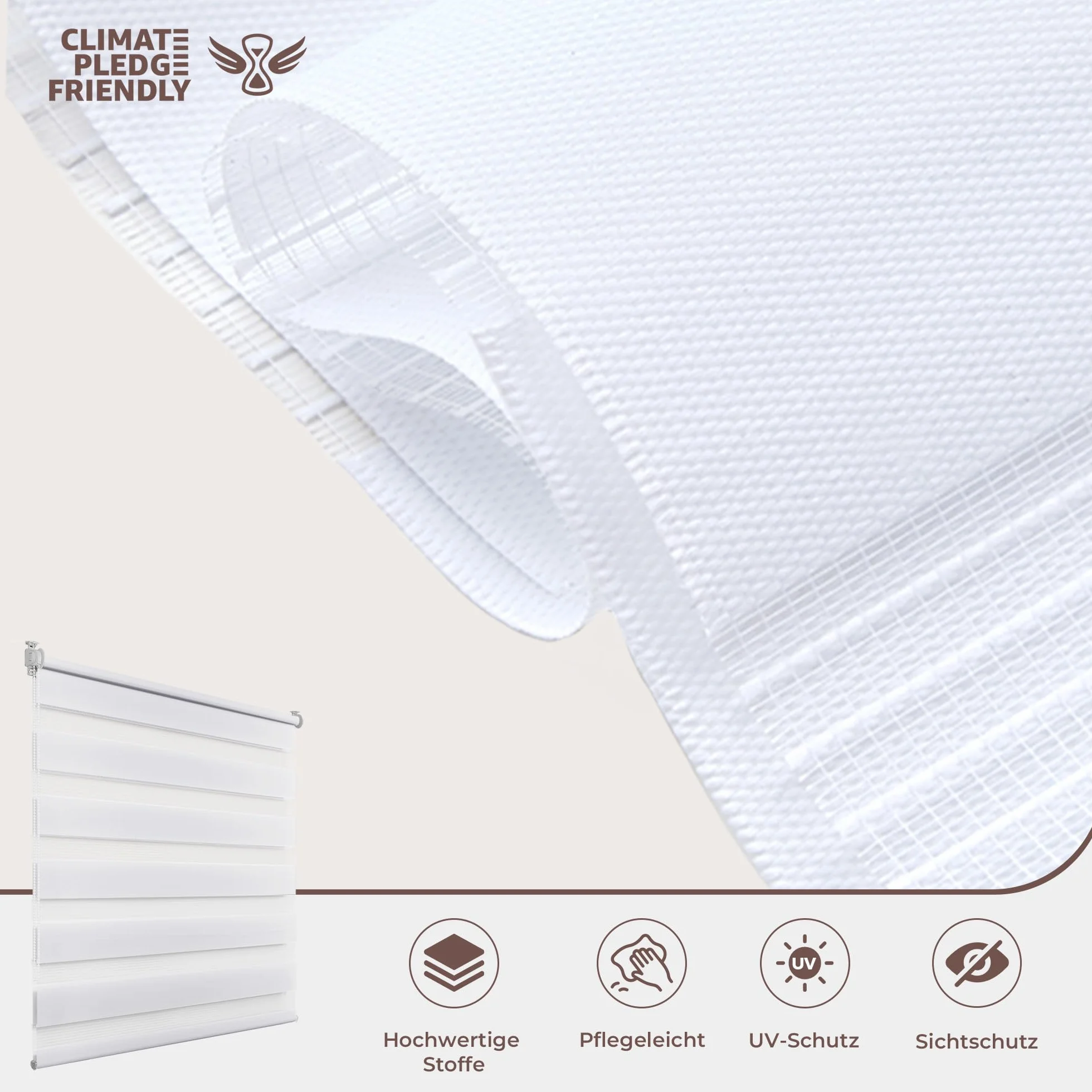 Enrouleur Jour Nuit sans Perçage 45x150 cm Blanc pour Fenêtre Porte
