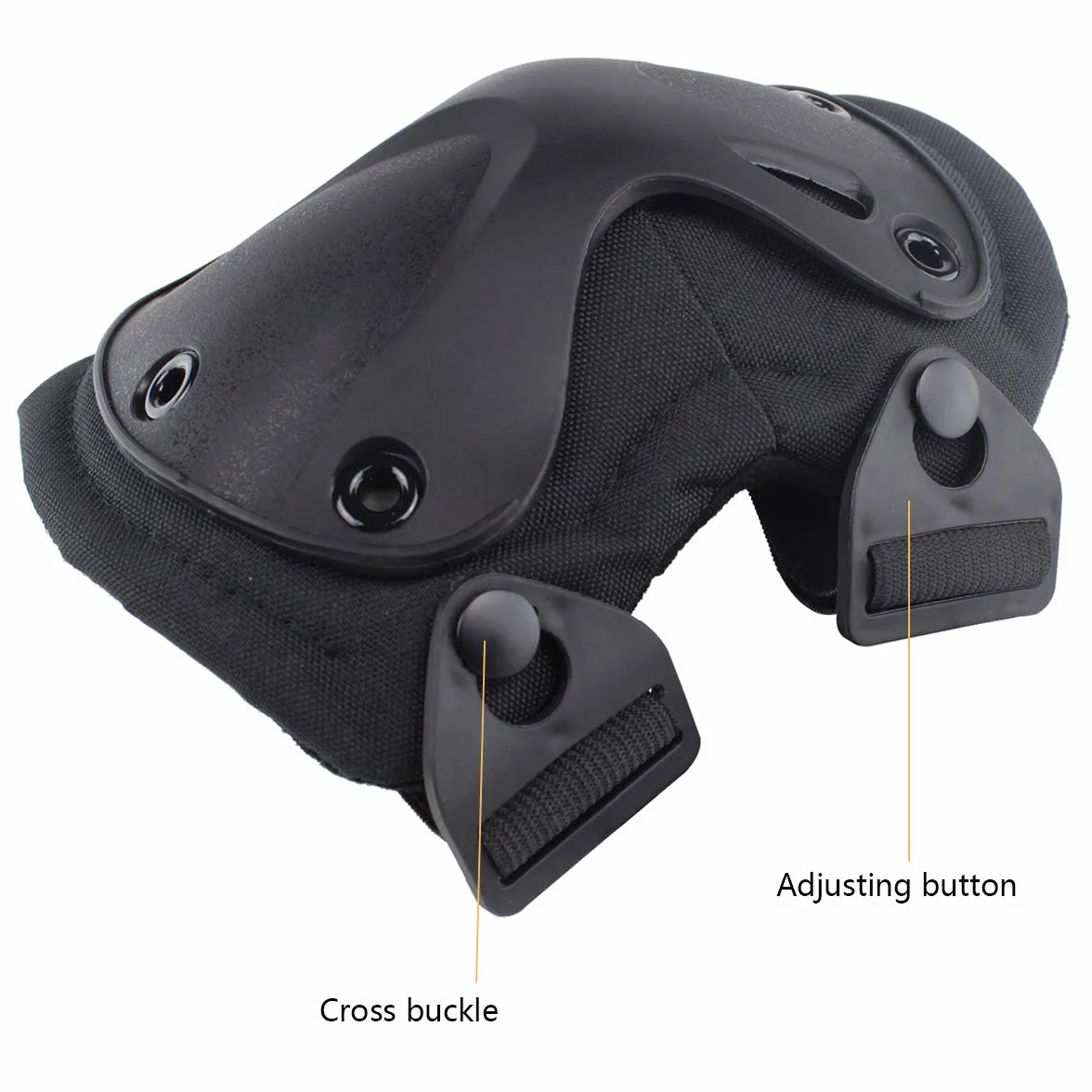 Coussinets de protection tactiques pour le genou et le coude fixés pour le jeu de paintball CS de plein air, sécurité du vélo, planches à roulettes, patins (Black)