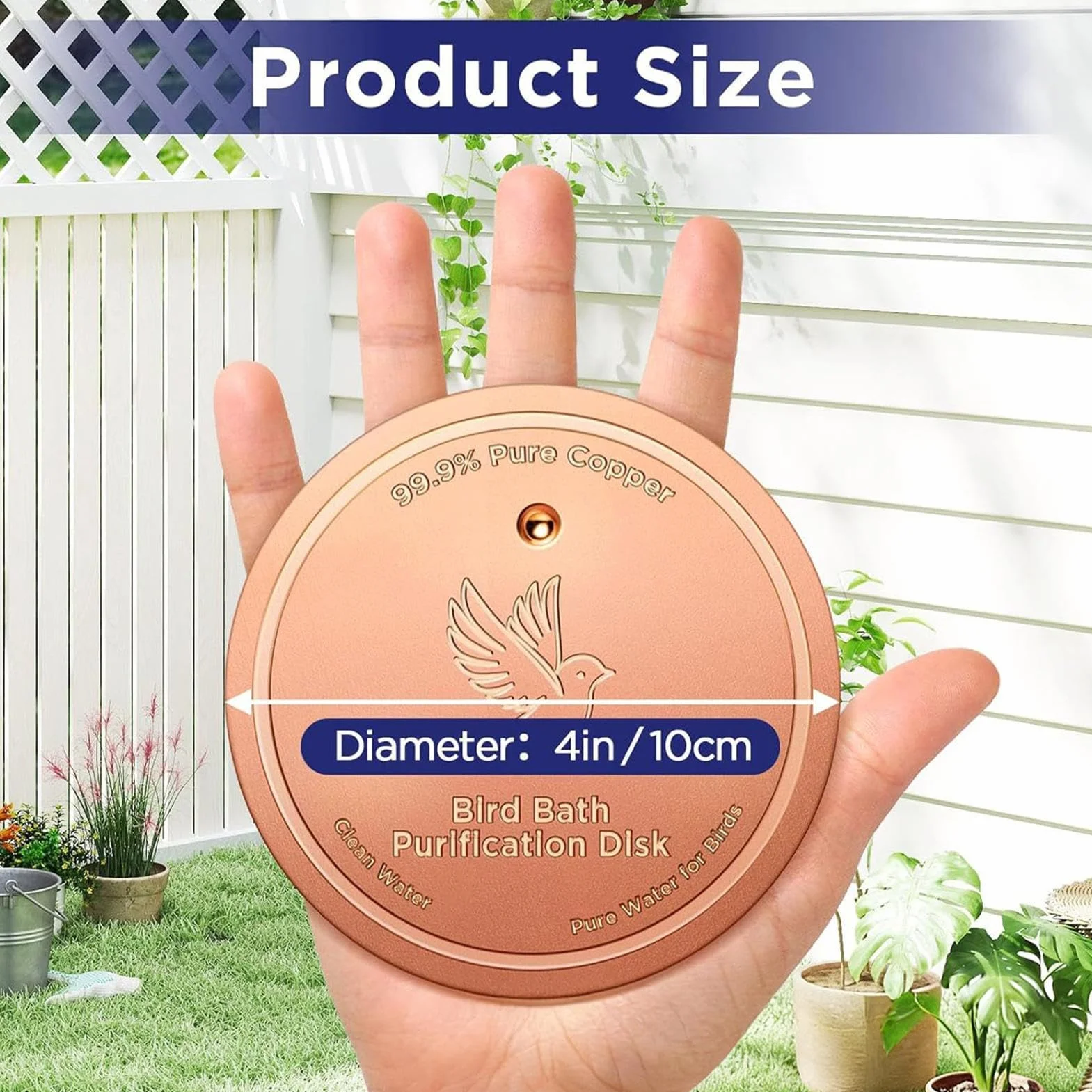Disque à oiseaux en cuivre 20,3 cm plateau de bain résistant à la rouille fontaine accessoire