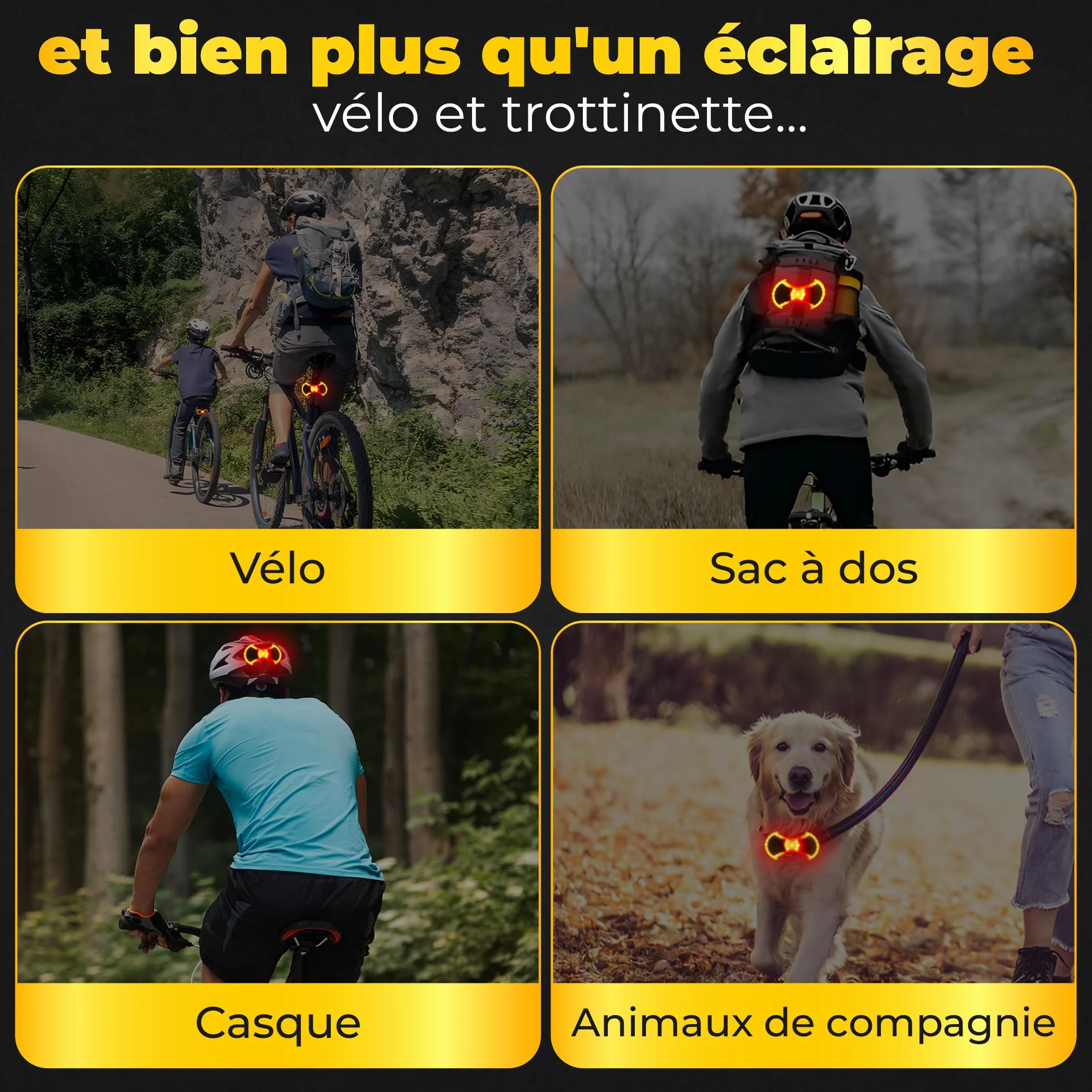 lumière Avant et arrière avec Clignotants pour vélo et Trottinette - Accessoires et Fixation Universelle arrière pour Trottinette Compris, télécommande sans Fil, Lampe LED Rechargeable par USB