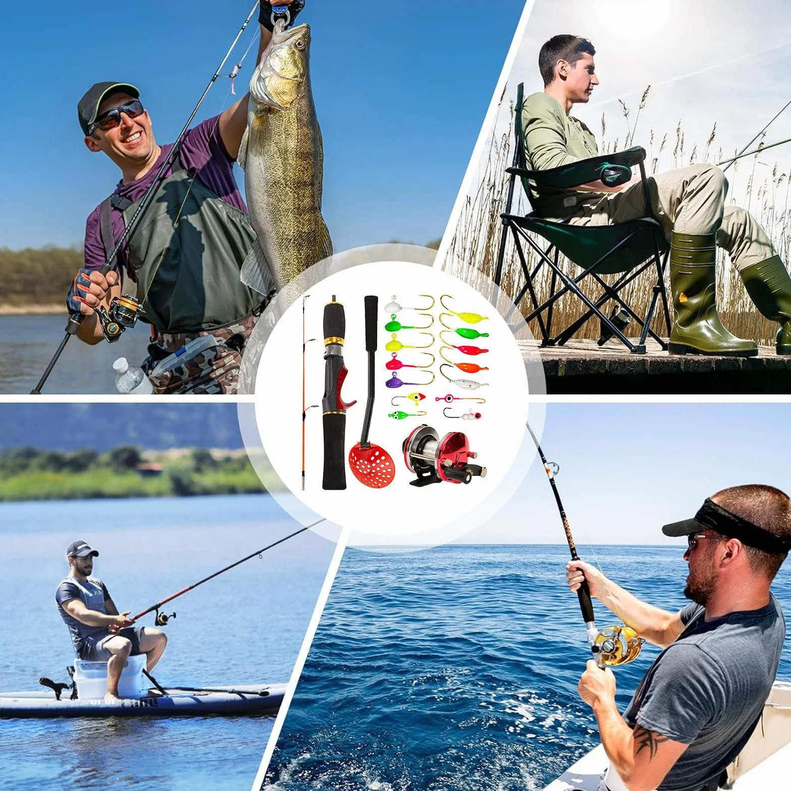 Kit Canne à Pêche Télescopique Combo pour Pêcheurs Adultes