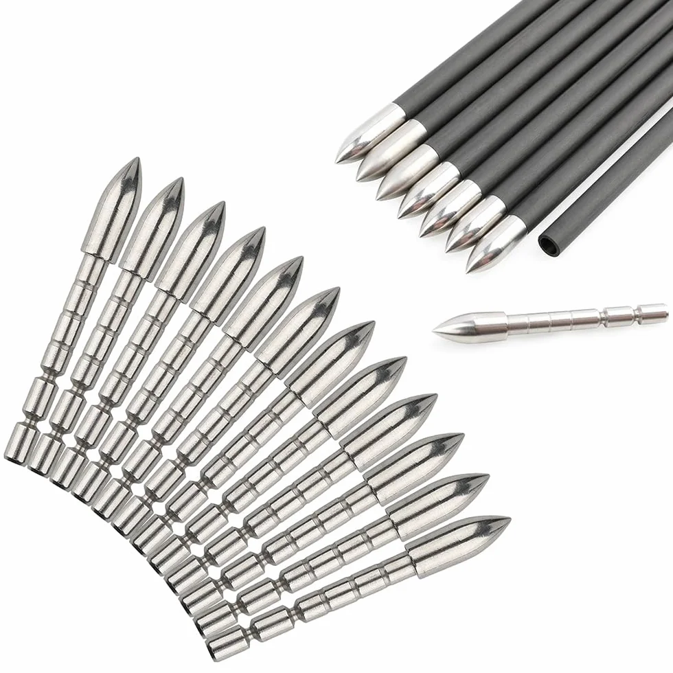 Pointe de Flèche Insert Tête de Flèche en Acier Inoxydable 60/70/80/100/120/150/200grain Pointes pour Flèches en Carbone ID 4.2mm
