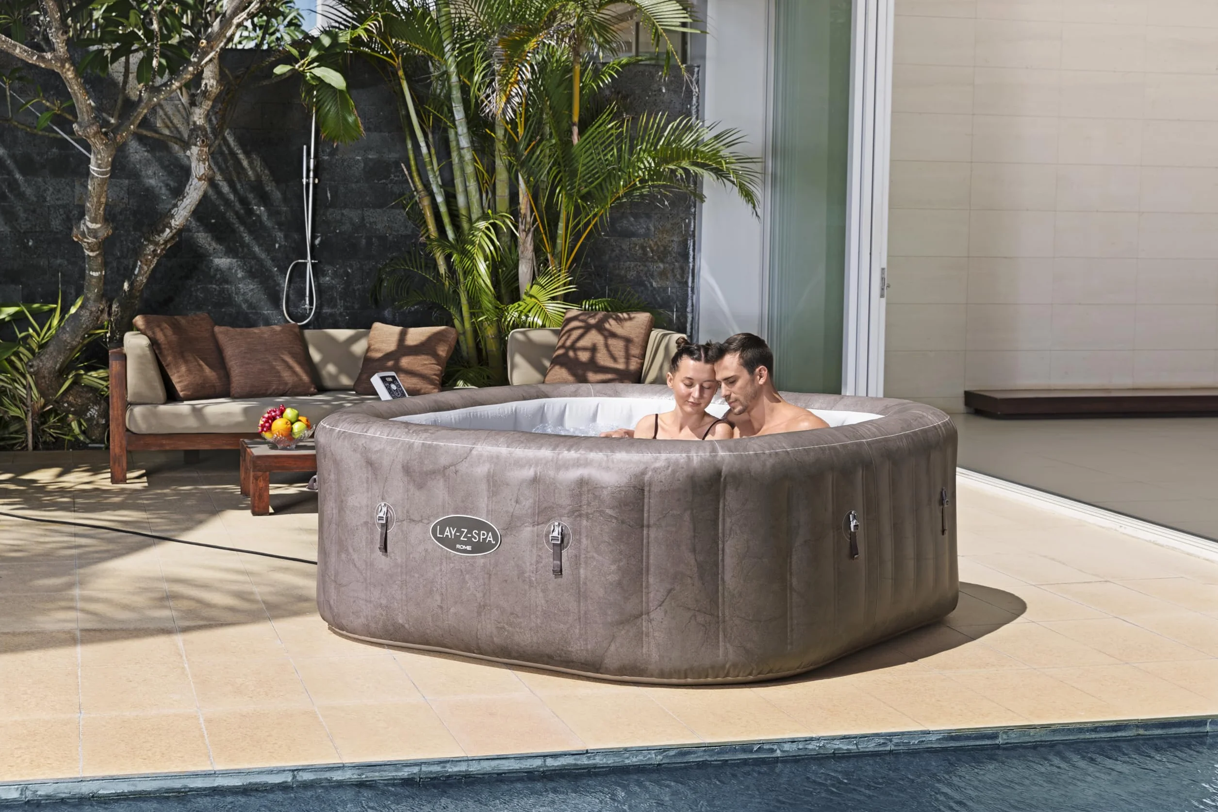 Bestway Rome MaxHold EnergySense UltraFit Smart AirJet 6 Carré en marbre Marron 71"x71"x28"