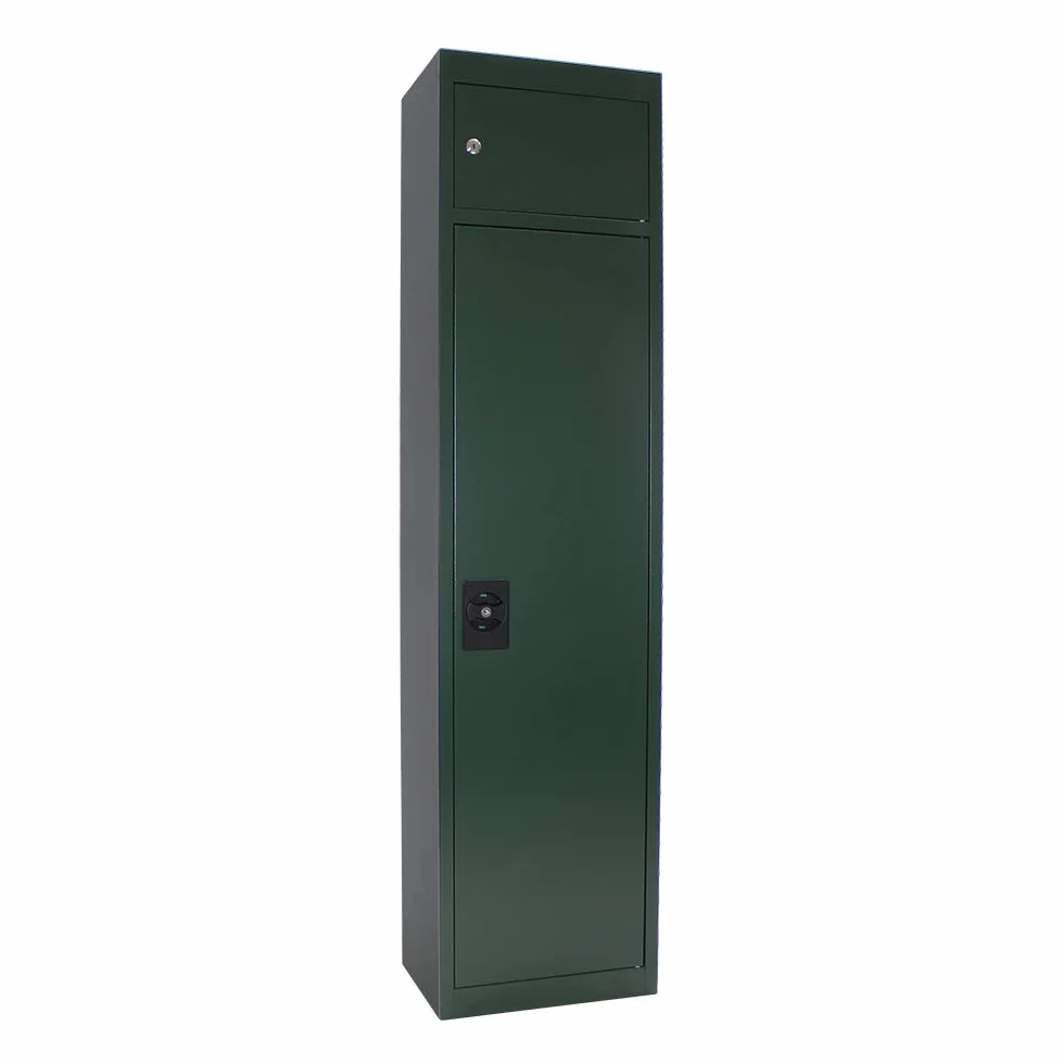 Profirst Hunter 5 Armoire à fusils Armoire à munitions Vert Serrure à cylindre lxh 37x150cm Compartiment intérieur Support pour bâton de nettoyage Support pour armes max. 5 armes longues