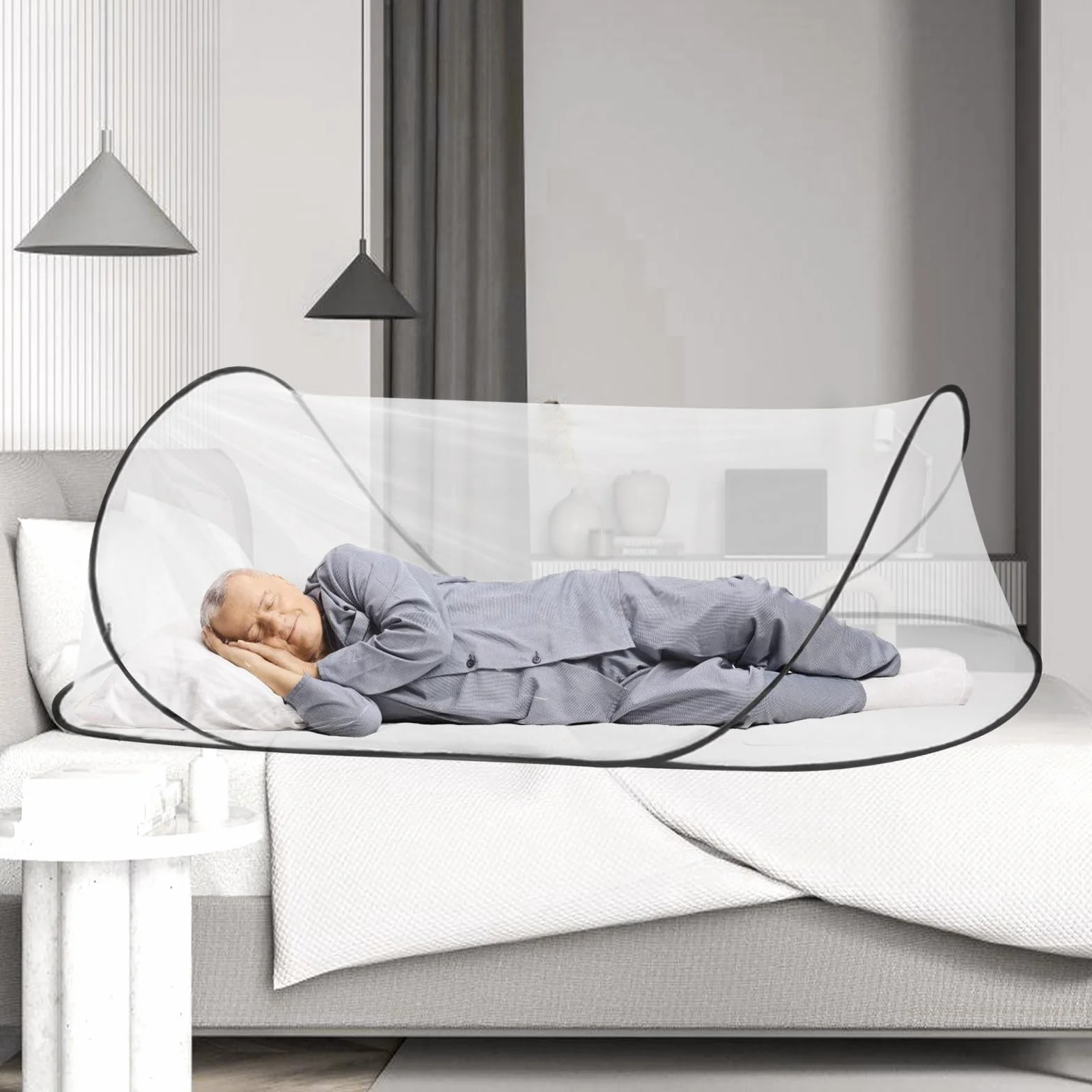 Moustiquaire Pliable Ultra Légère, Tente De Camping Portable, Moustiquaire Pop Up 200x80cm, Moustiquaires De Voyage, Moustiquaires De Lit Pliable, Pop-Up, Pliable Rapide