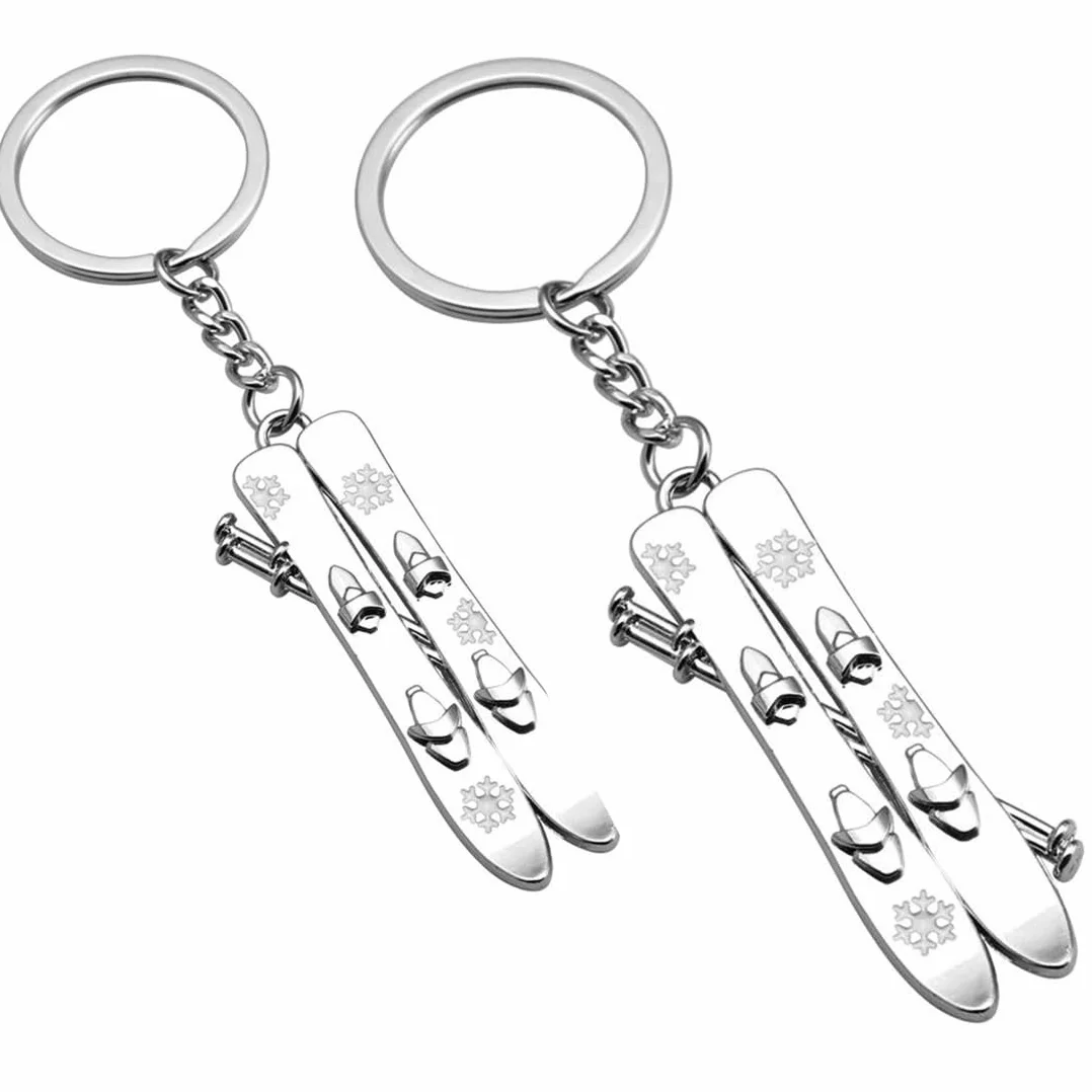 Porte-clés sport d'hiver 2 pièces porte-clés de ski, décoration de bijoux créatif, souvenir pour les sports d'hiver, cadeau pour les amoureux du ski