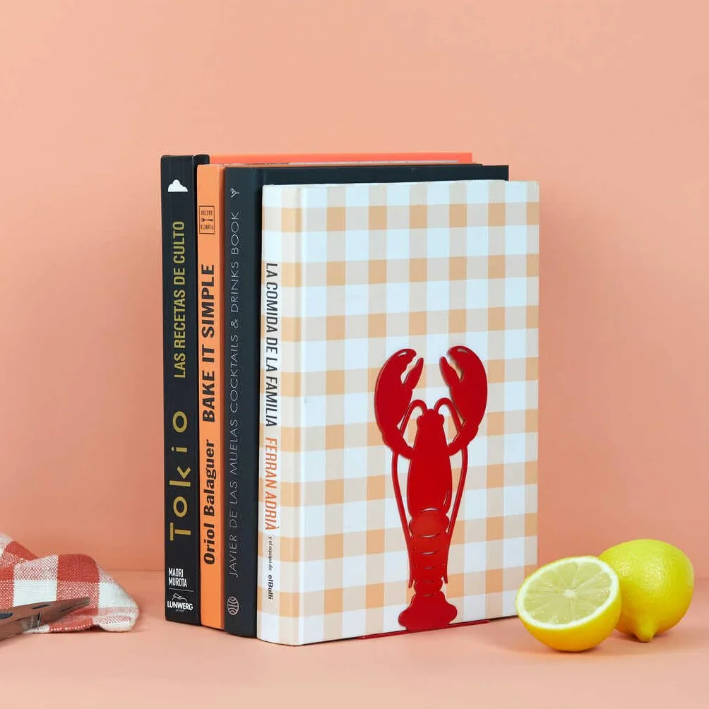 Balvi Serre-Livres Lobster Rouge Design Original Métal en Forme de Homard