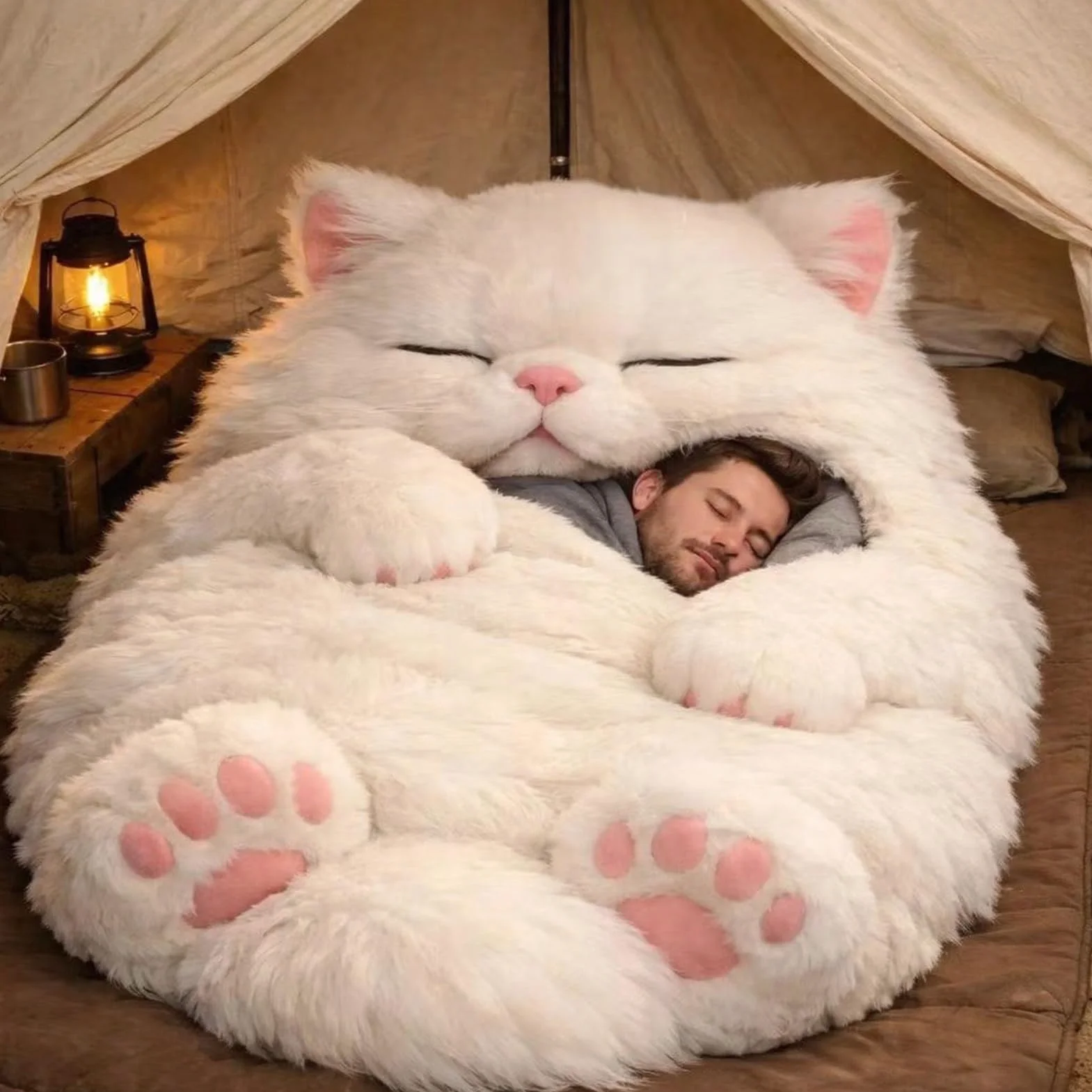 Sac de couchage en forme de chat pour adultes, 170 cm, lavable et chaud en peluche pour homme, adorable chat, couverture chaude en forme d'animal mignon, pour le camping, la maison, la détente