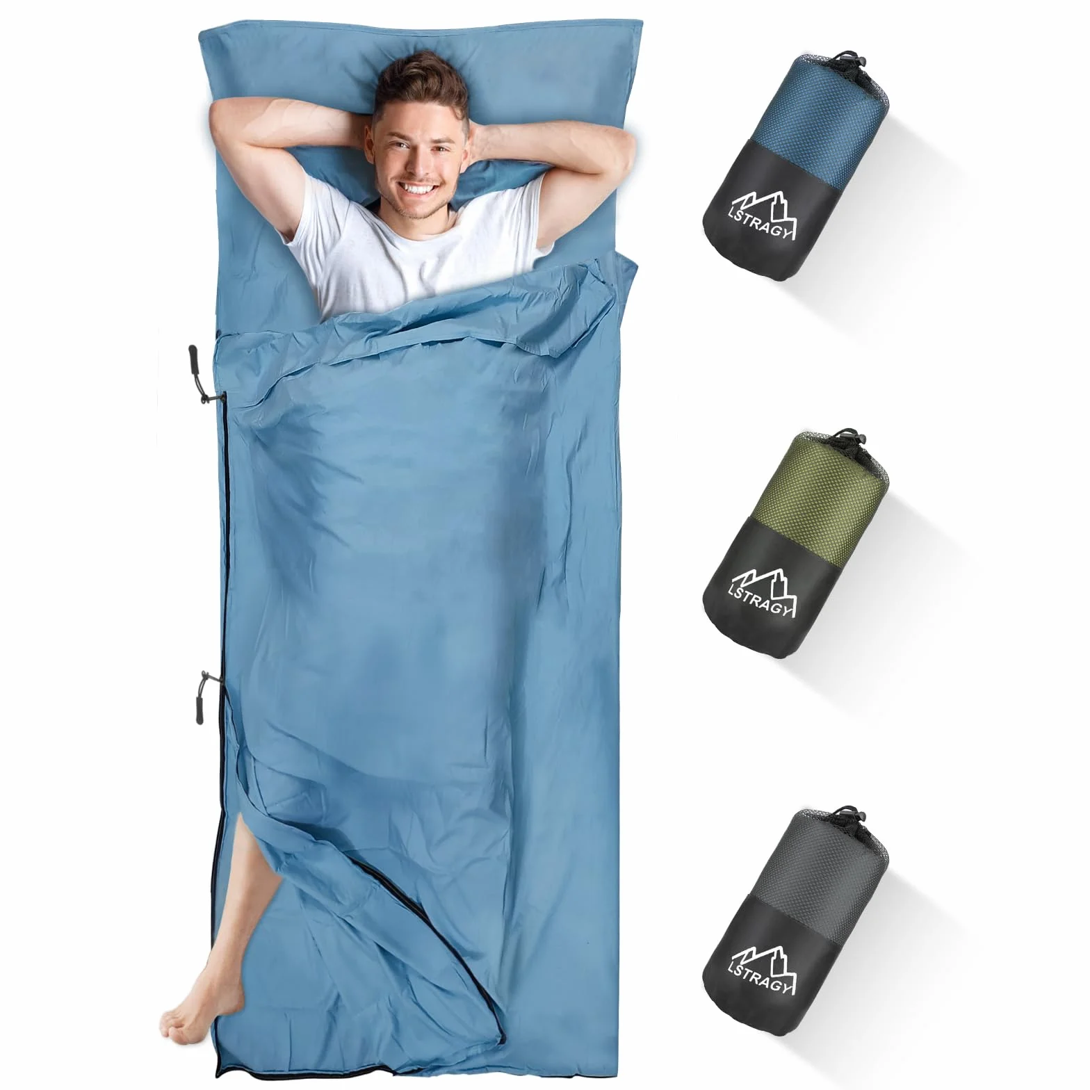 Sac de Couchage Cabane Adulte 2 en 1 avec Fermeture éclair, 95x220 cm