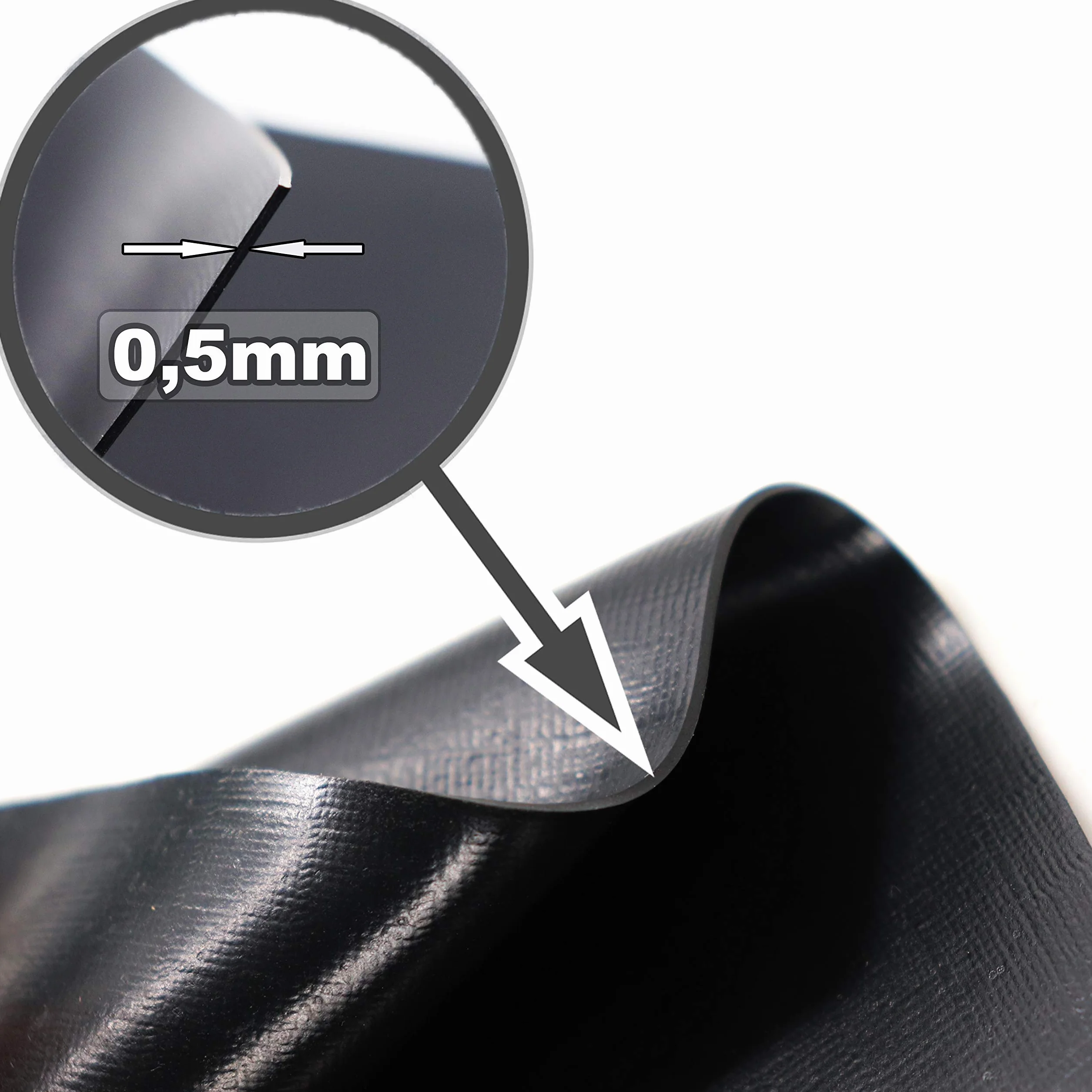 Bâche de bassin PVC 7m x 8m 0,5mm noire pour jardin