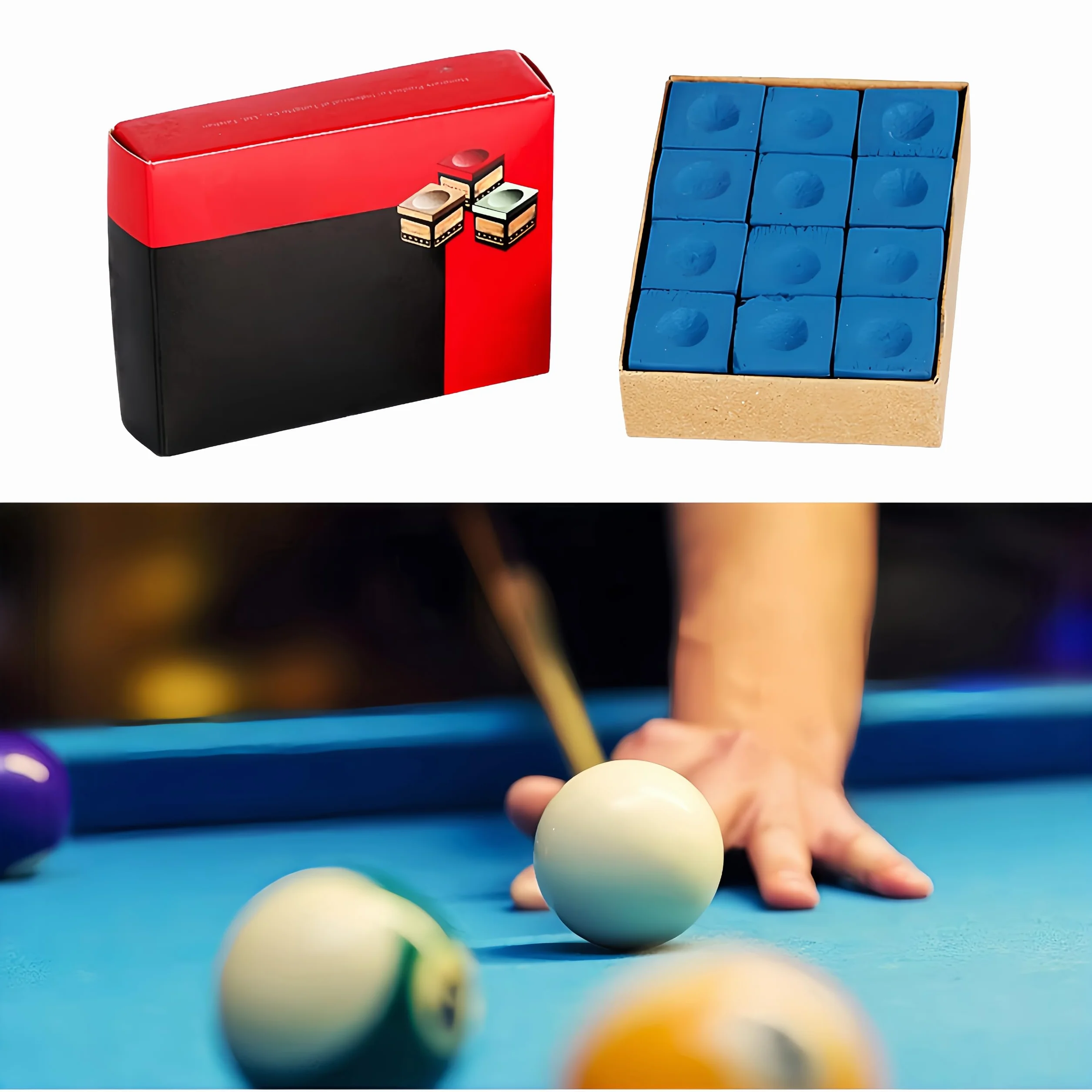 Lot de 24 craies de billard standard pour queues de billard antidérapantes bleues