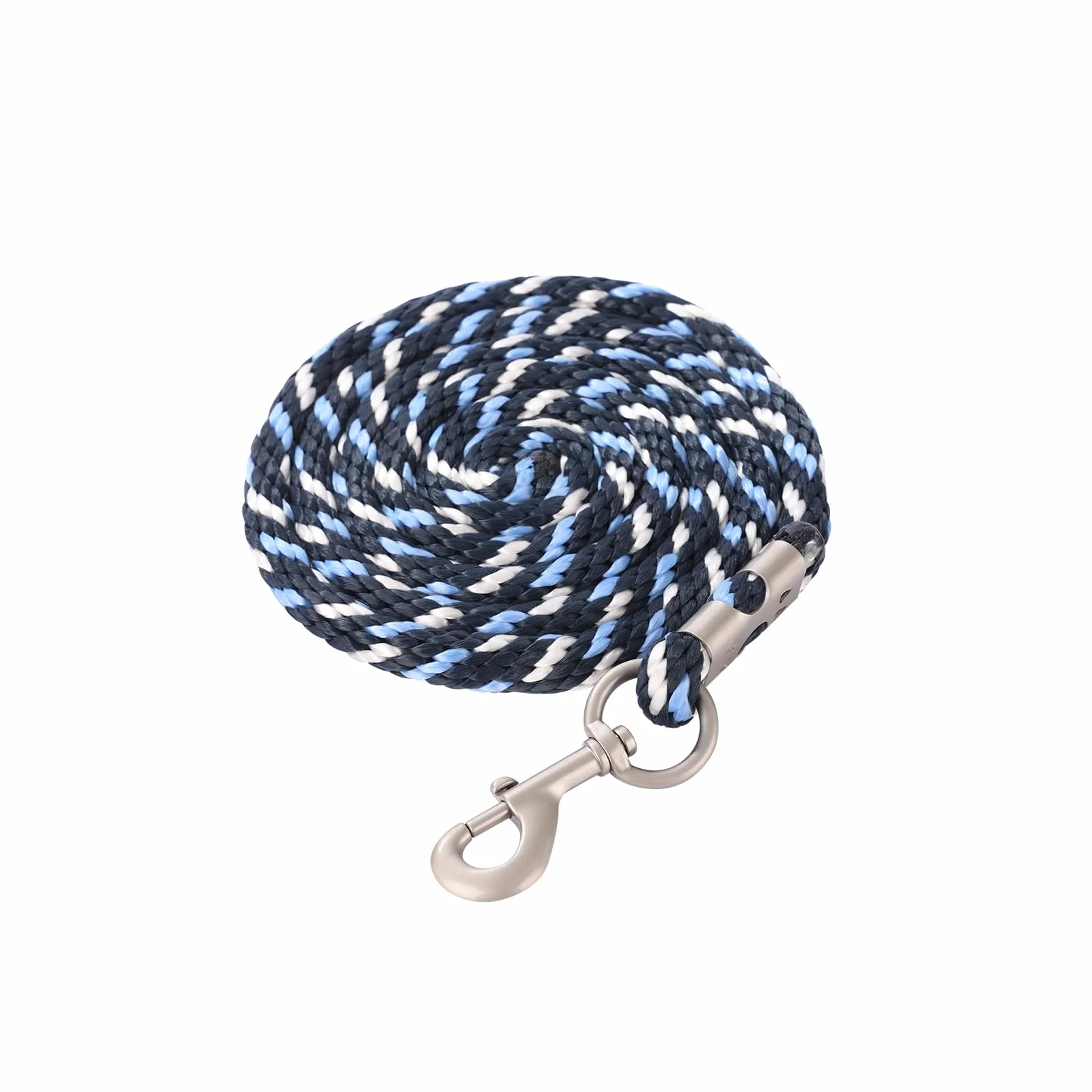 Longe pour cheval - Longe de fixation dans différents designs élégants - Laisse de fixation pour poney, âne, chèvre - Longue maille avec mousquetons (blanc marine, mousqueton)
