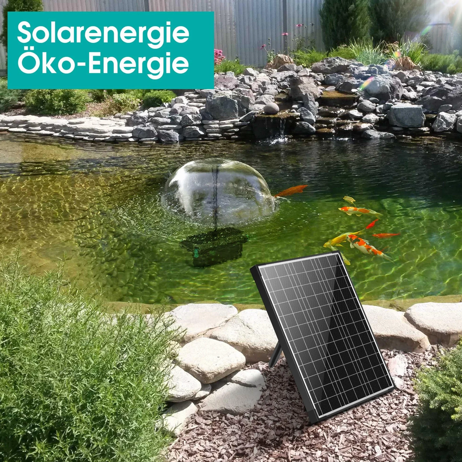 Pompe de Fontaine Solaire 20W 875L/H avec Régulateur et 4 Buses, Câble 5m pour Bassin et Cascade