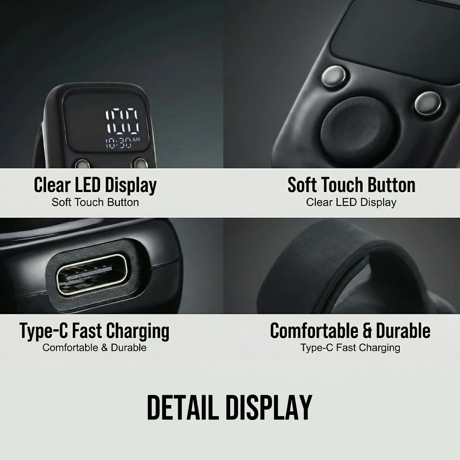 Lot de 2 Clicker Numéro Compteur Manuel Numérique avec Affichage de l'Heure et Réinitialisable, Compteur de Rangs Portable USB Charge Noir