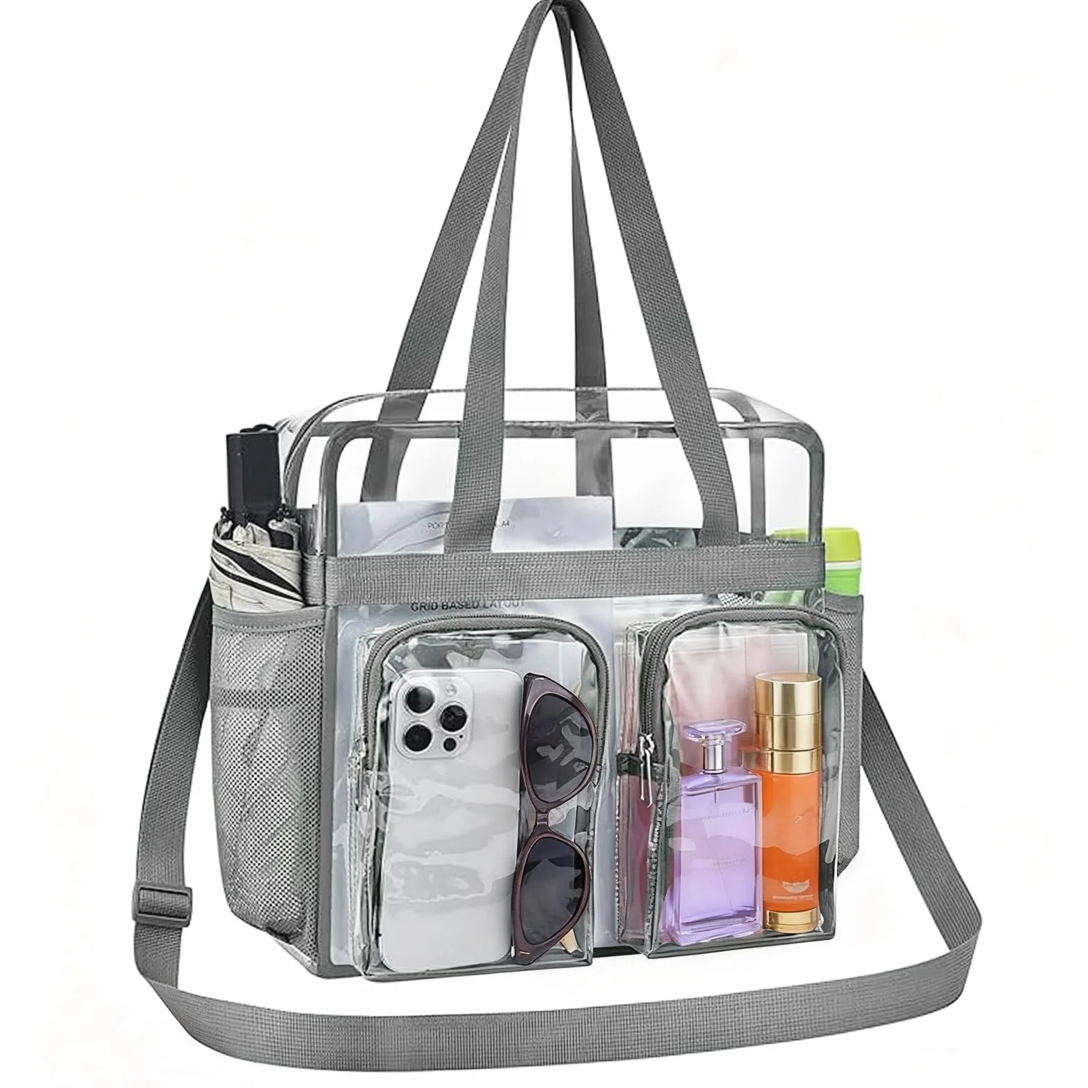Sac Transparent PVC Sac à Main Transparent Sacs Fourre Tout Transparente Sacs Transparente Approuvé par Le Stade pour Les Sports, Sportifs (30x30x15cm)