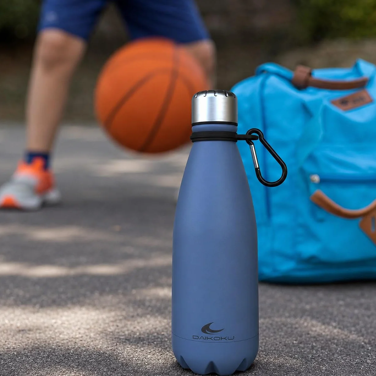 Daikoku - Bouteille Thermique en Acier Inoxydable 350 ML | Boissons Chaudes Pendant 12 Heures et Froides Pendant 24 Heures | Sûre et Saine | Idéale pour la Randonnée, Le Gymnase, Le Bureau | Bleu