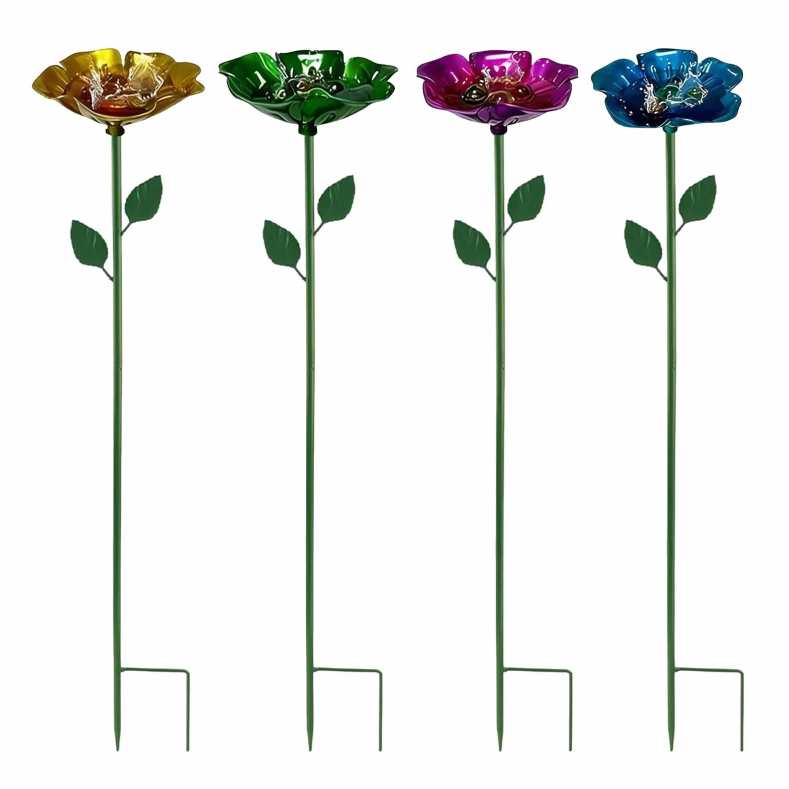Distributeur d'eau pour abeille – Station potable d'extérieur en métal floral, lot de 4 plateaux d'hydratation pour pollinisateurs