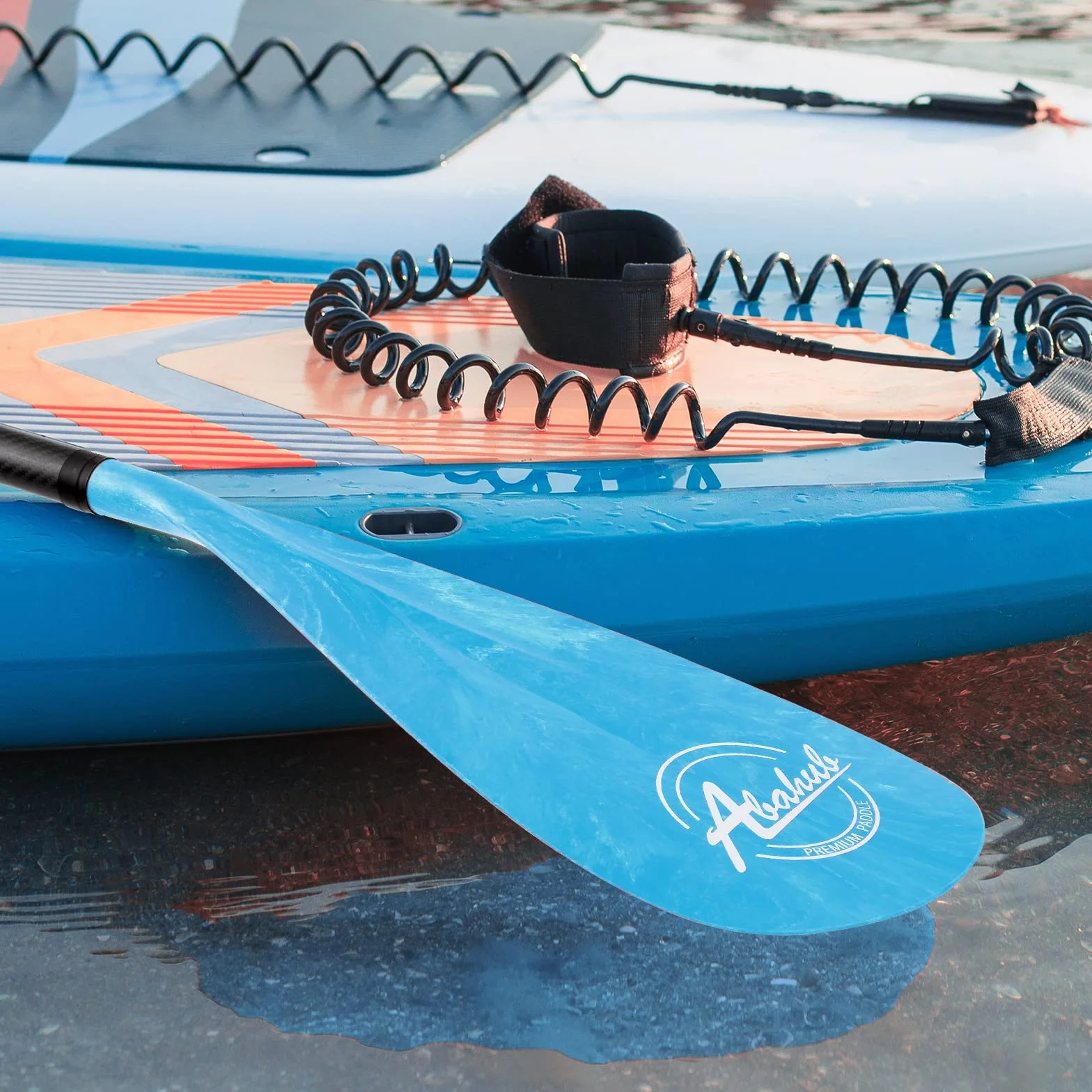 Abahub Pagaie Paddle Carbone avec Paddlesac Sup Paddle Extensible 170-218cm pour Sup Planche Surf Manche en Carbon, Plastique Pale en Wave Print Noir/Gris/Bleu/Orange/Rouge/Jaune