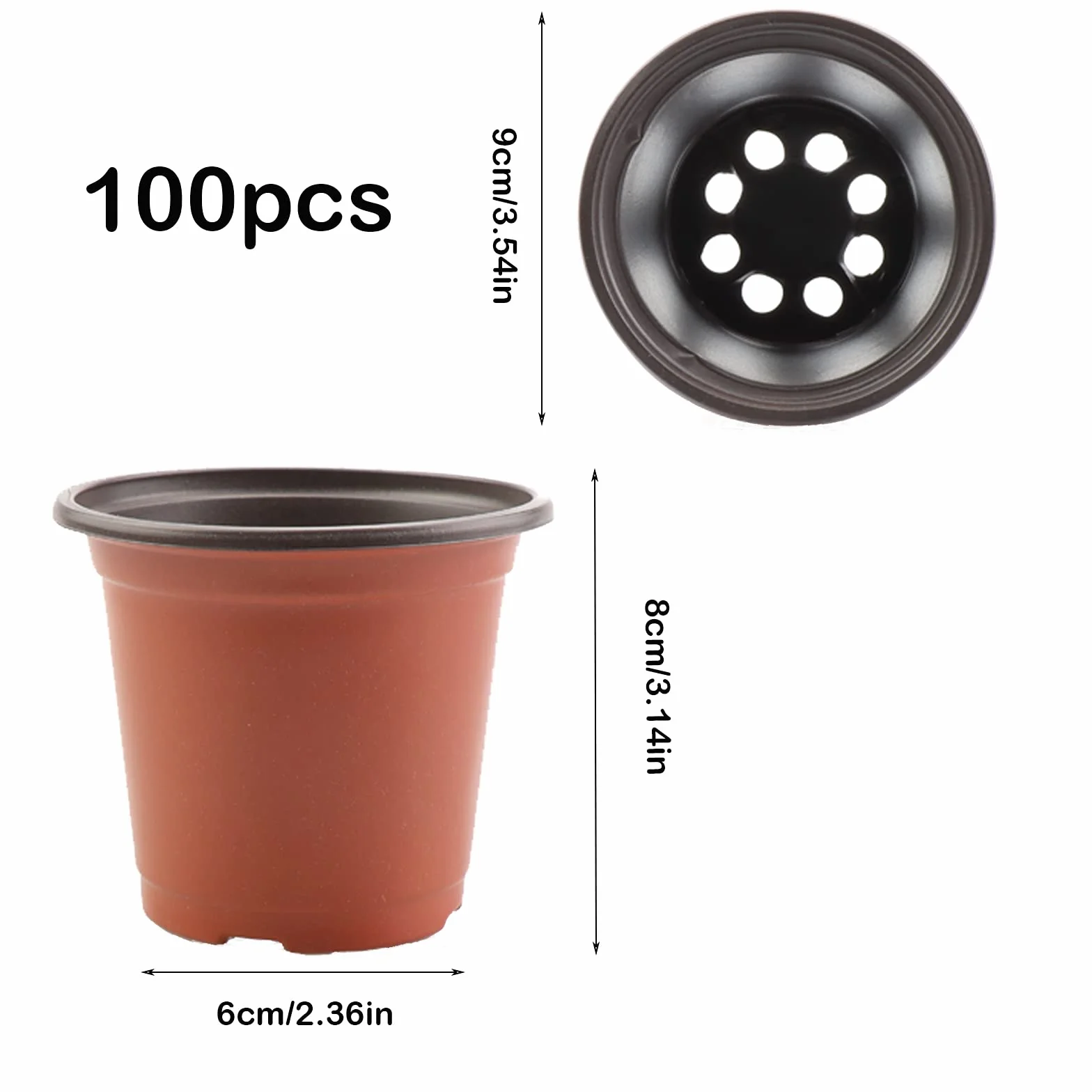 Lot de 100 pots de fleurs en plastique réutilisables 9 cm pour plantes grasses