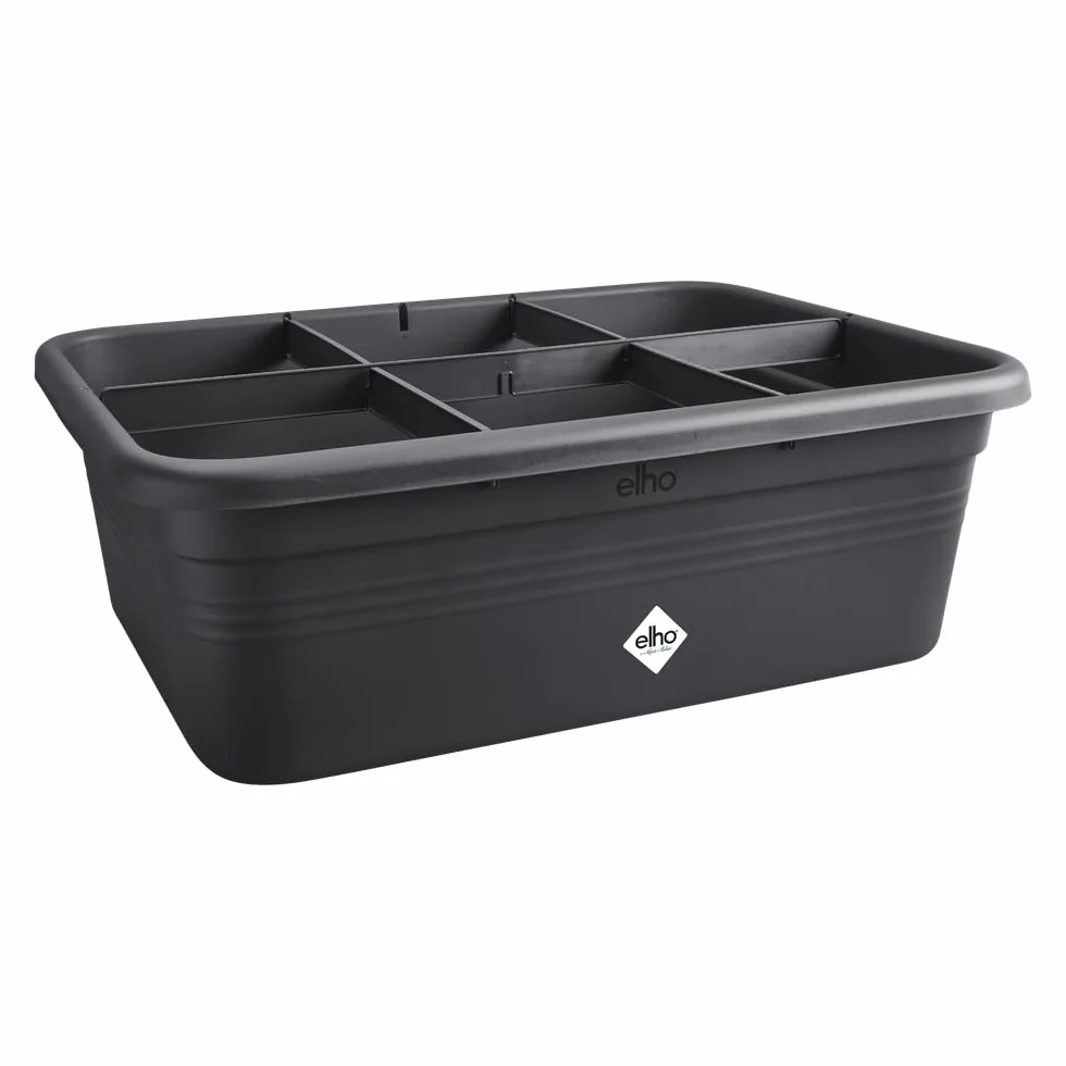 Elho Green Basics Grow Garden I Plateau de Semis Jardinière d'Herbes Plastique Recyclé 76.3 x 57.4 x 26.8 cm Noir