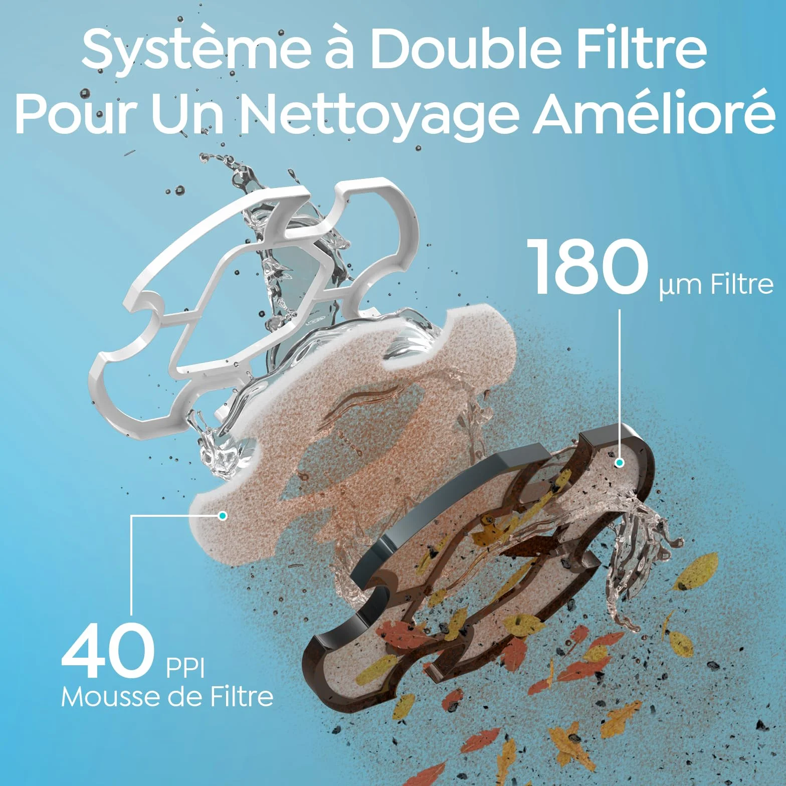 Robot Piscine S2 2026, Aspirateur sans Fil, Double Filtration, Double Moteur, 90min Nettoyage, Stationnement Auto, Piscines Peu Profondes Noir