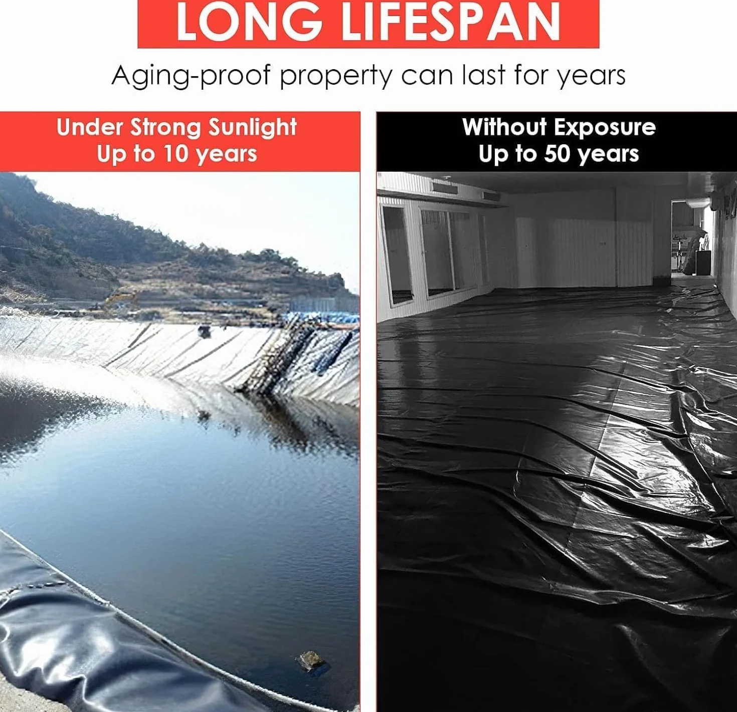 Garvee Bâche EPDM Bassin 3,04mx4,57m 45 mil résistante aux UV étanche