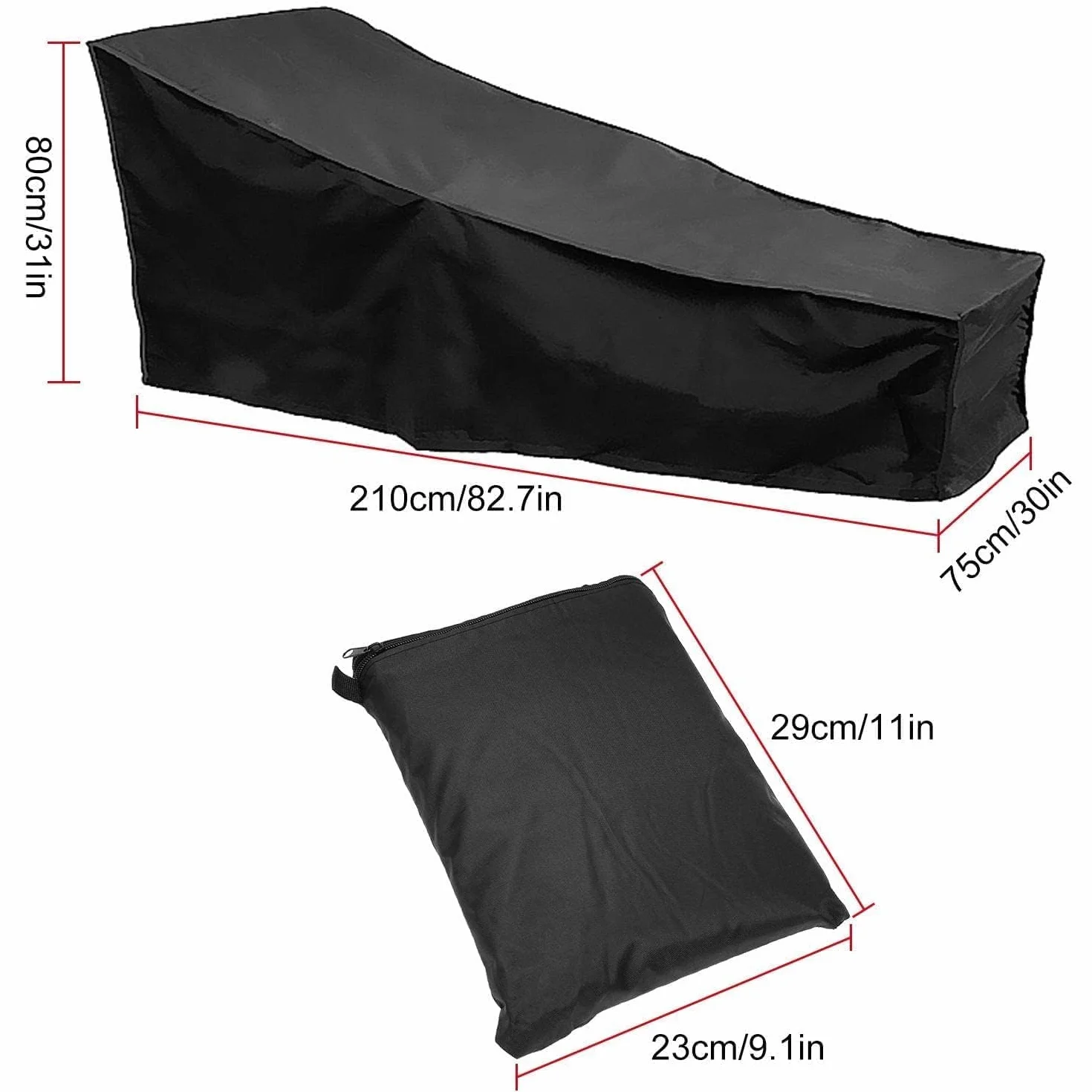 Housse pour Transat Jardin 210D Anti-Poussière Etanche Polyester 210x75x80 CM