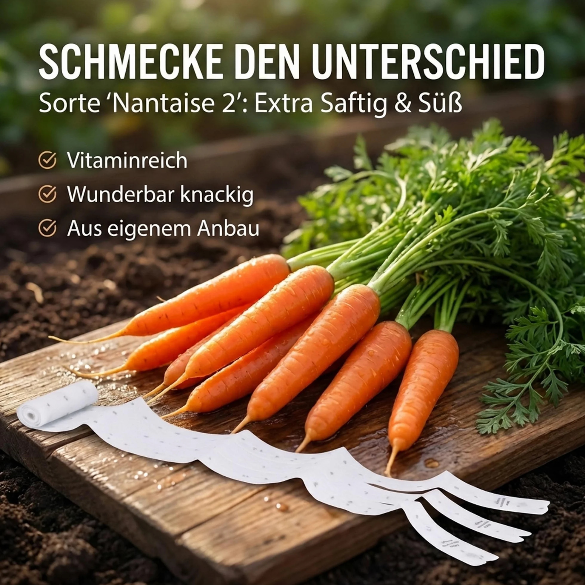 Ruban de graines de carottes Nantaise 2 - Daucus carota 5m pour jardin et potager