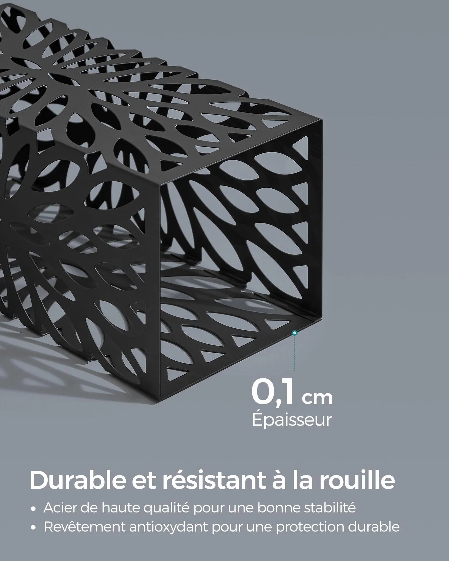 SONGMICS Porte-parapluies Support Carré Acier avec Réceptacle d'Eau Amovible Noir LUC026B33