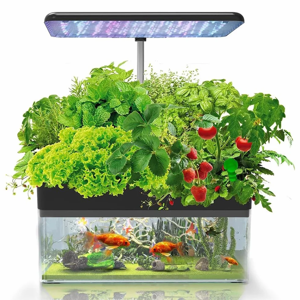Système de culture hydroponique 2 en 1 pour aquarium kit LED avec support réglable