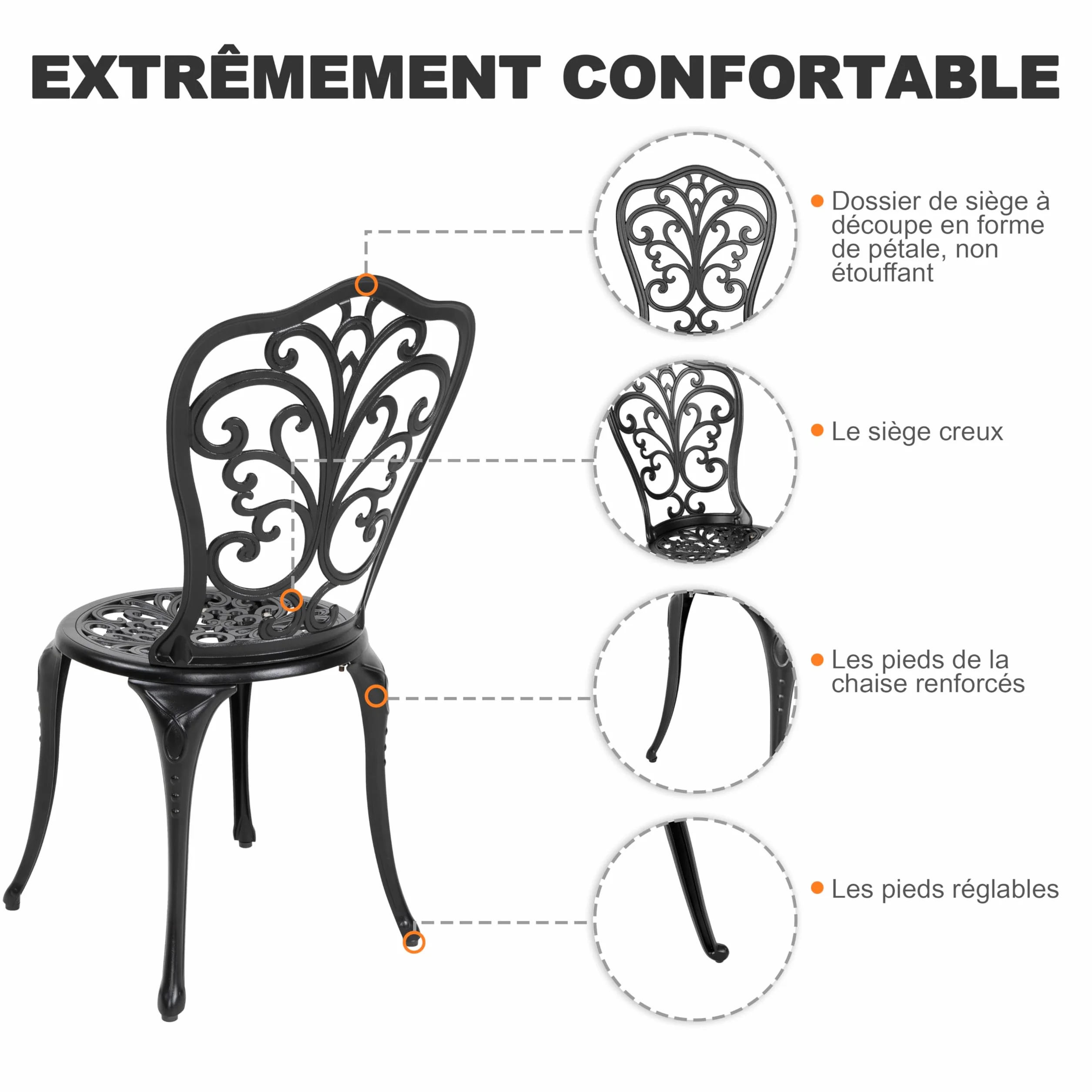 Avestar Ensemble de Jardin 3 Pièces avec Trou pour Parasol, Table et 2 Chaises Vert, Aluminium, Noir