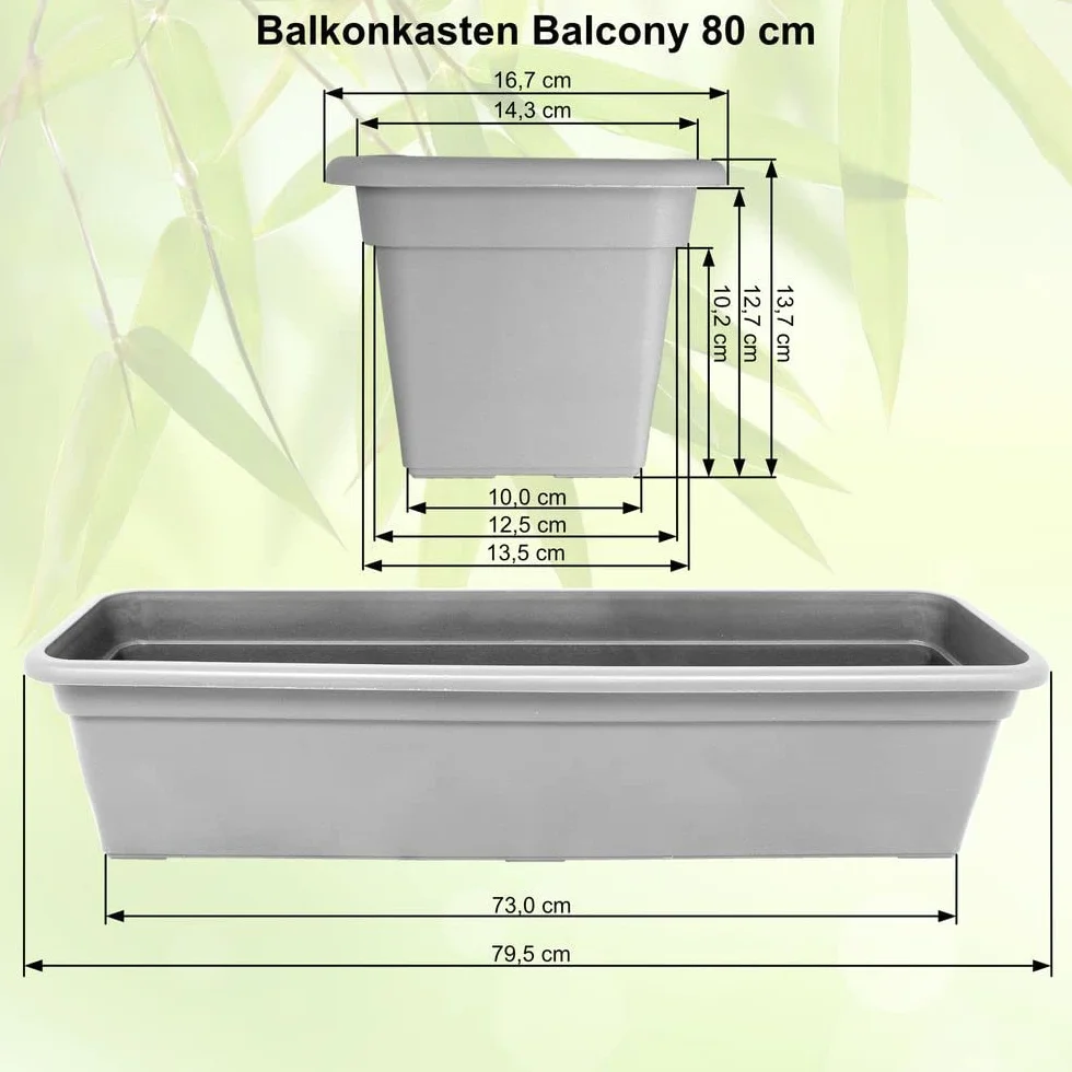 MePla Jardinière Balconnière 80 CM Plastique Résistant aux Intempéries Vert